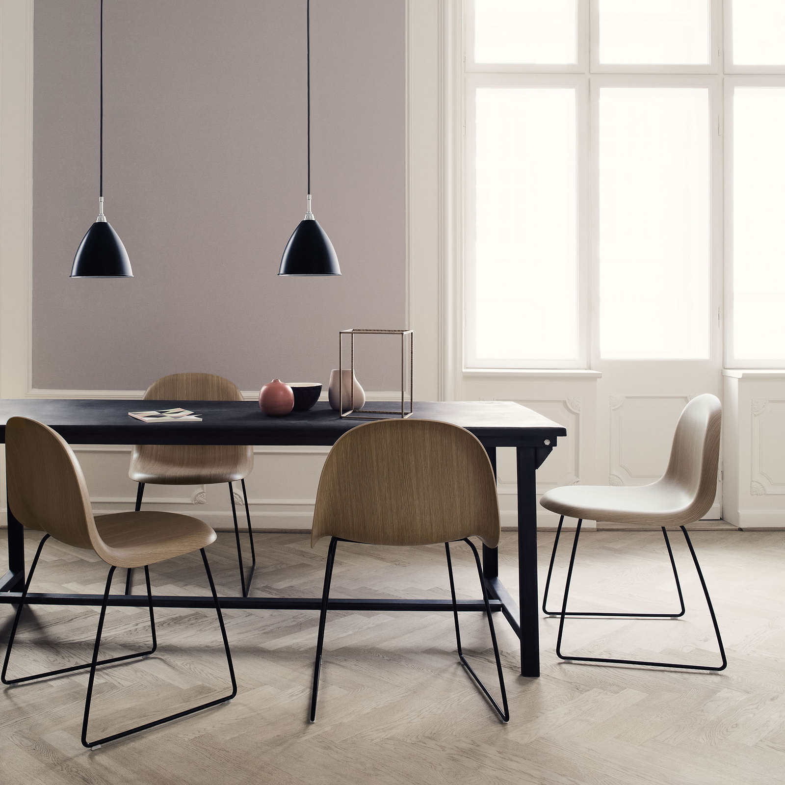 GUBI Bestlite BL9 hanging light Ø16cm chrome/black, for Living / Dining Room, metal, E14, 28 W, energy efficiency: A++, H: 14 cm
