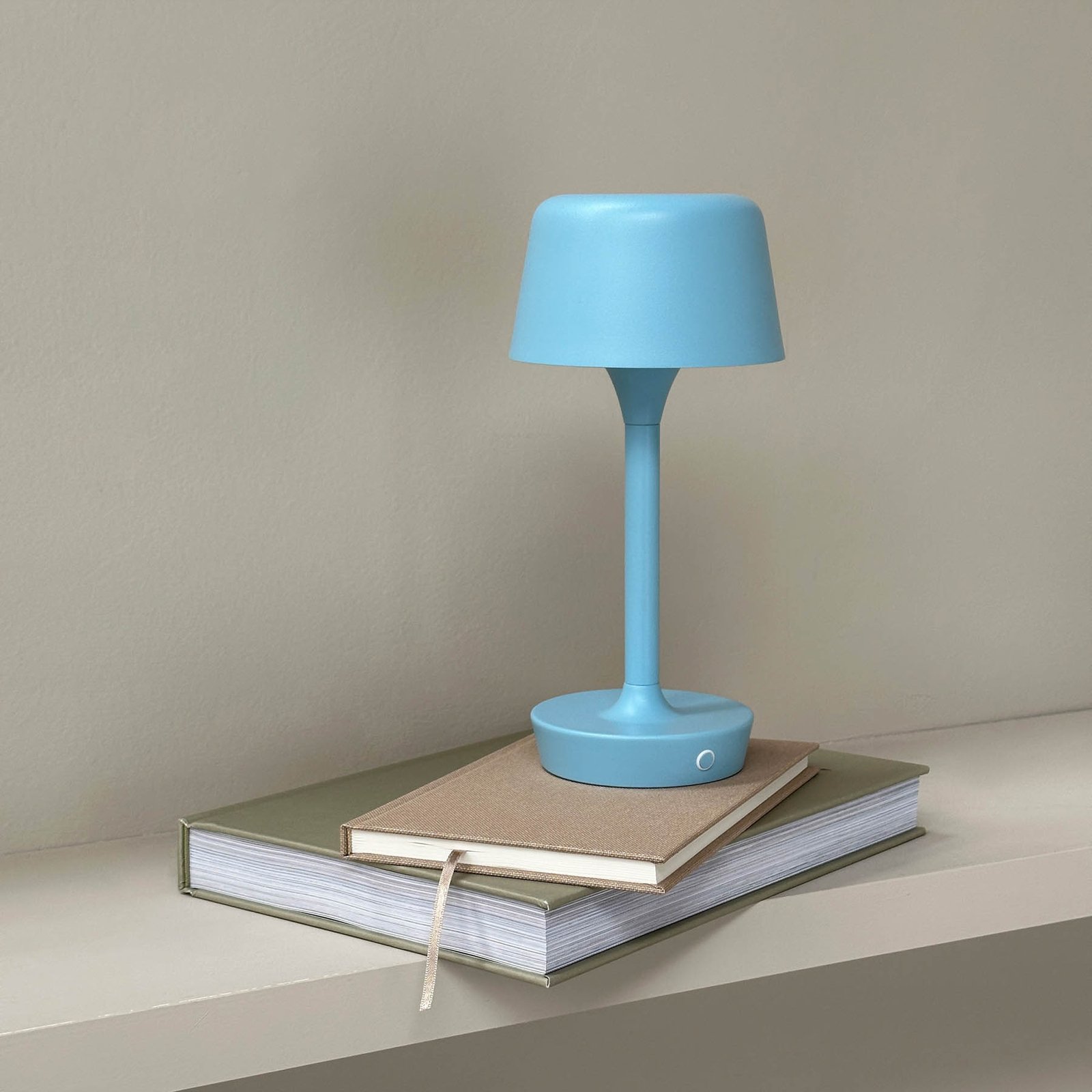 Dyberg Larsen LED table lamp Flow, light blue, height 25 cm