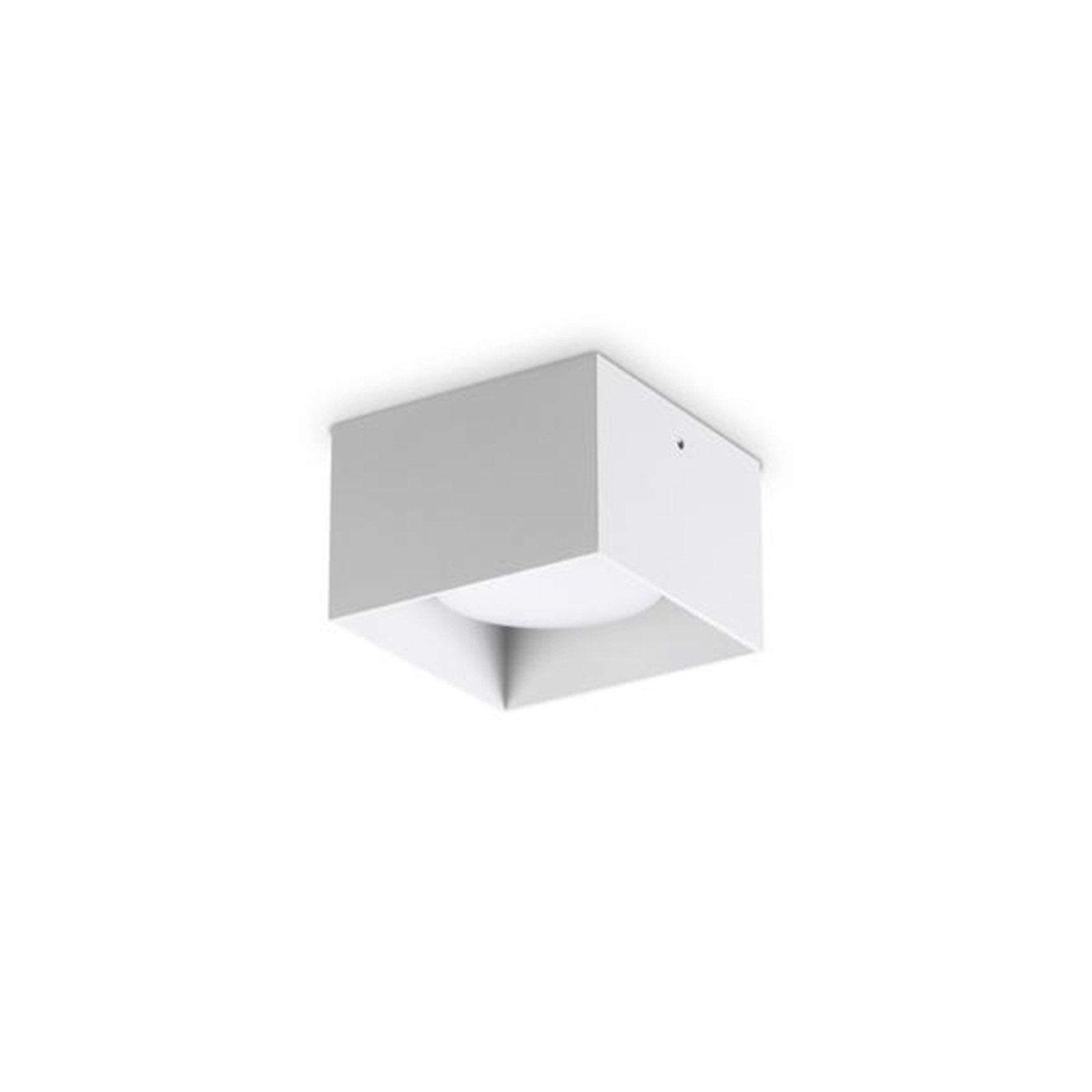 Ideal Lux -alasvalo Spike Square, valkoinen, alumiini, 10 x 10 cm