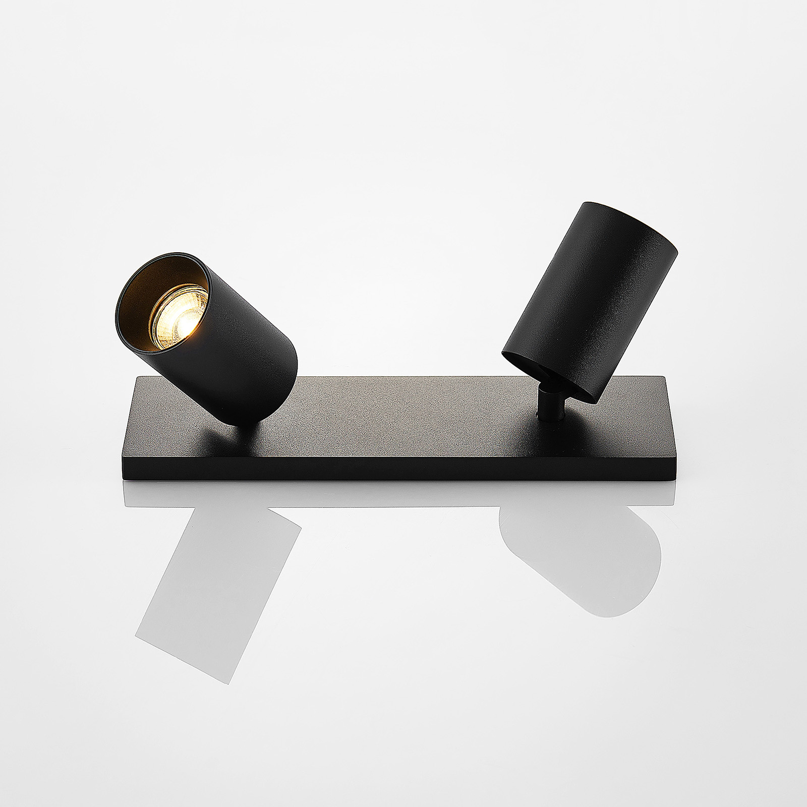 Arcchio spotlight Brinja, angular, black/gold, 2-bulb