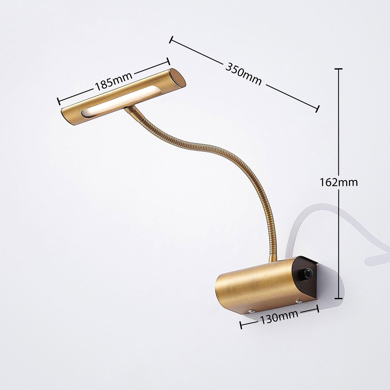 Rakel LED picture light flexible arm antique brass