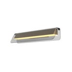 LED-vegglampe FLAT, grå/messing, bredde 43 cm, glass/metall