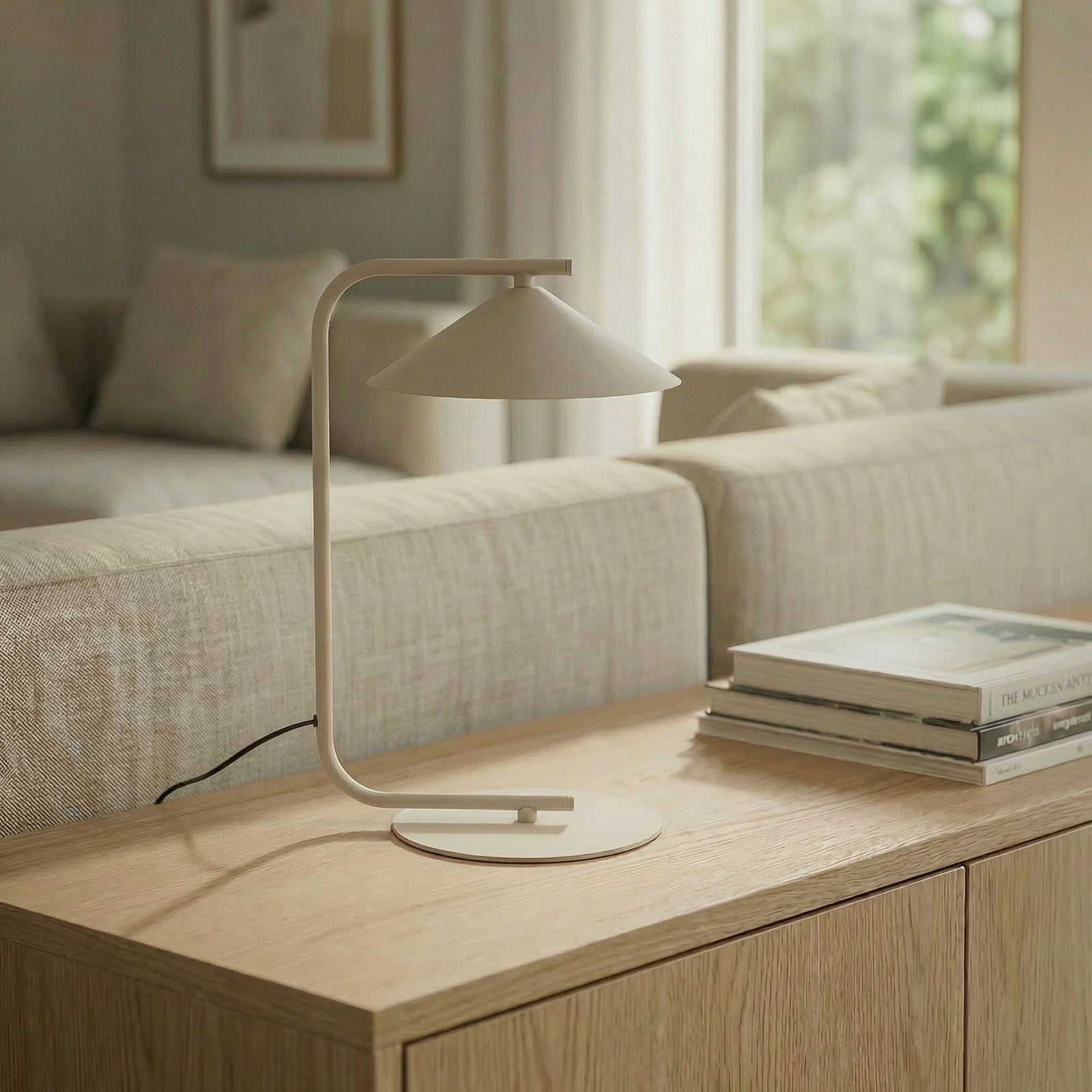 Lume table lamp, cream, metal, height 42 cm