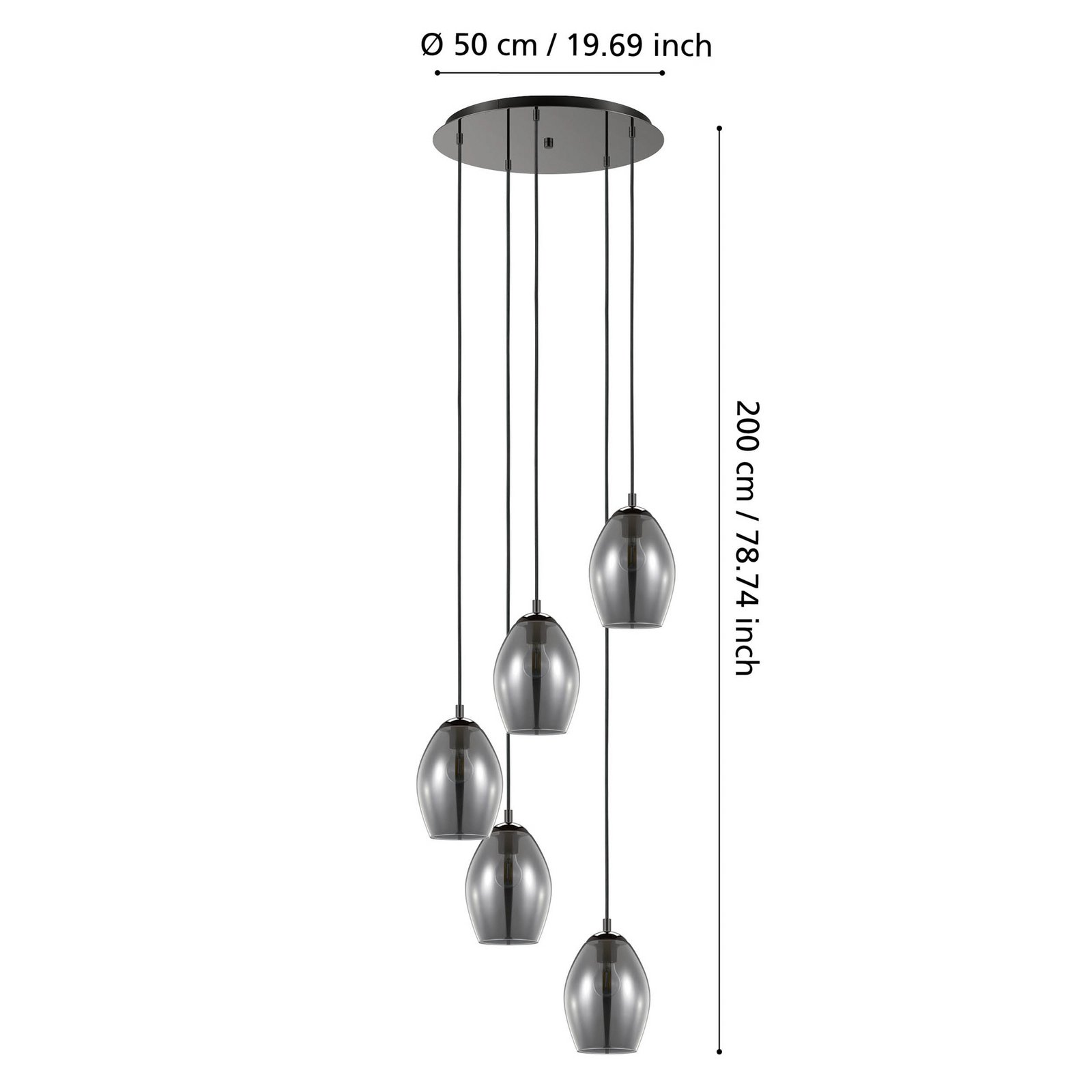 EGLO Stars Of Light Estanys hanging light, black, 5-bulb, round