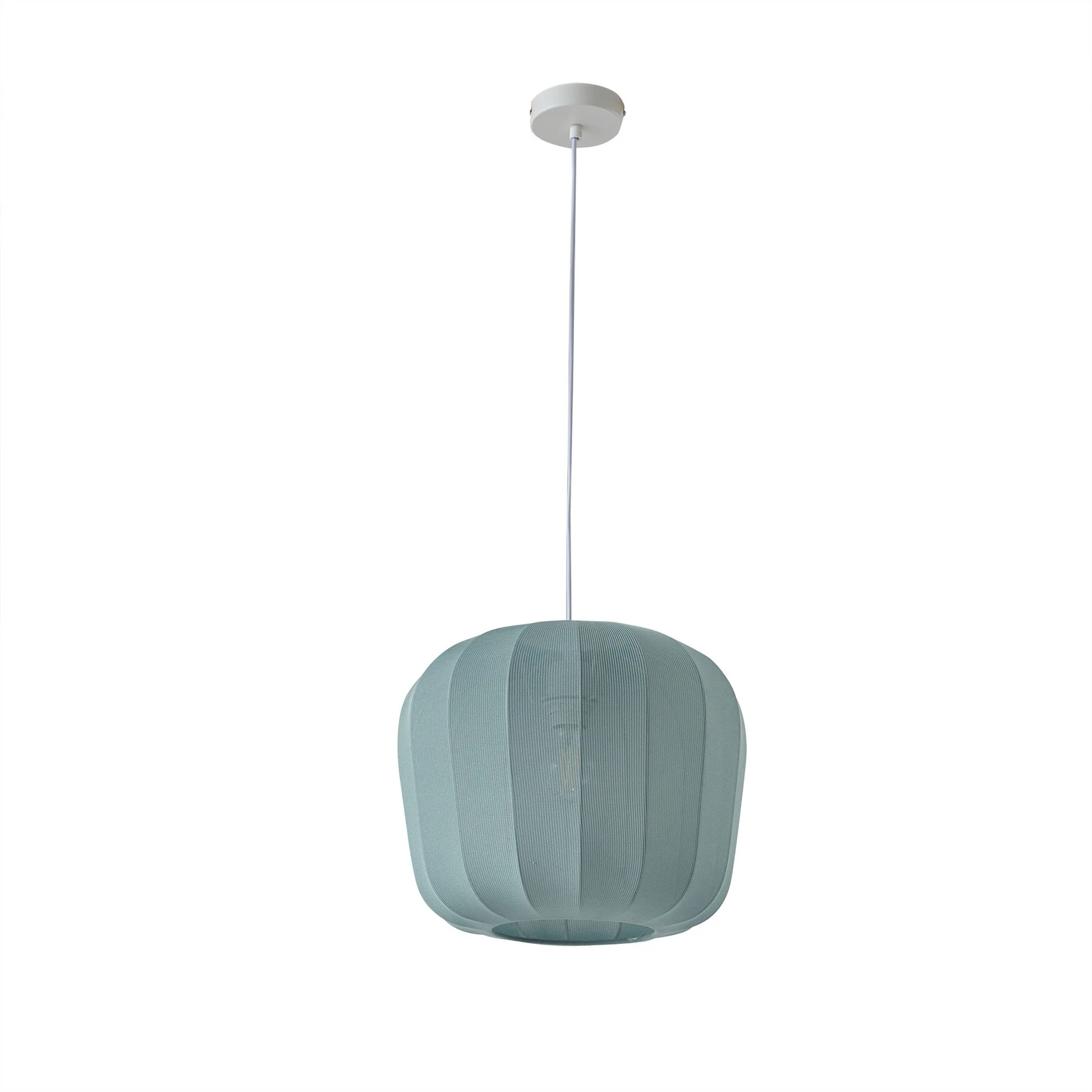 Lindby κρεμαστό φωτιστικό Helin, μπλε, Ø 35 cm, ύφασμα