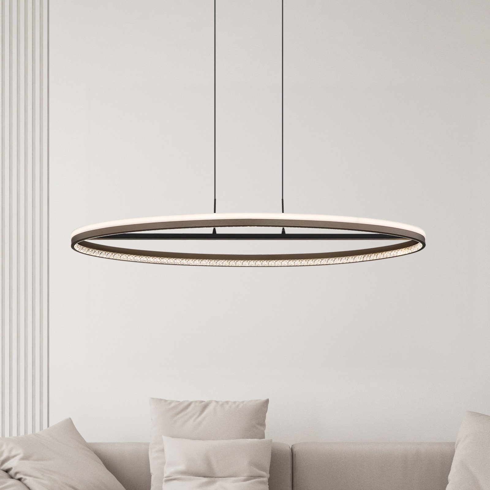 Globo Lampă suspendată LED Della lungime 101 cm gri închis metal - Camera de zi / sufragerie - modern - gri închis negru opal