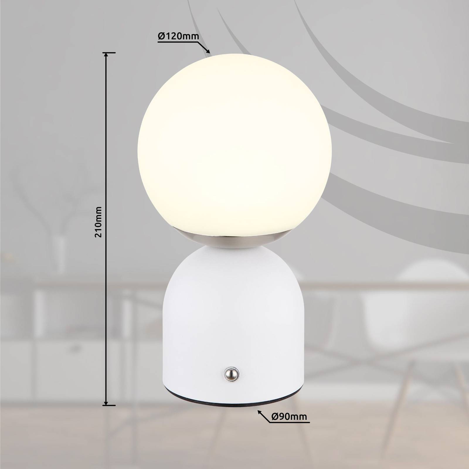 Levně Julsy LED dobíjecí stolní lampa, bílá, výška 21 cm, kov, CCT