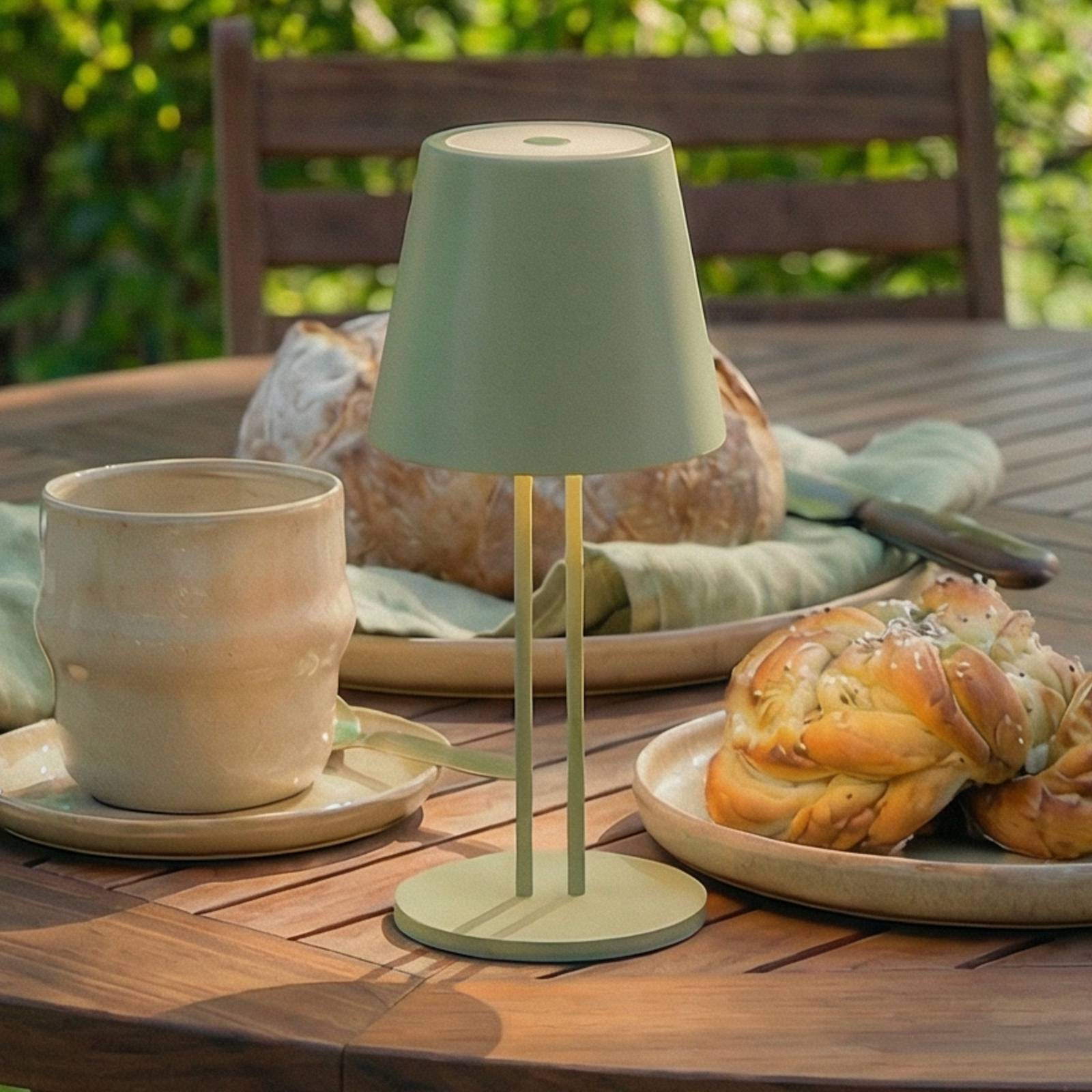 Lindby lampe de table LED rechargeable Janea TWIN, vert, métal