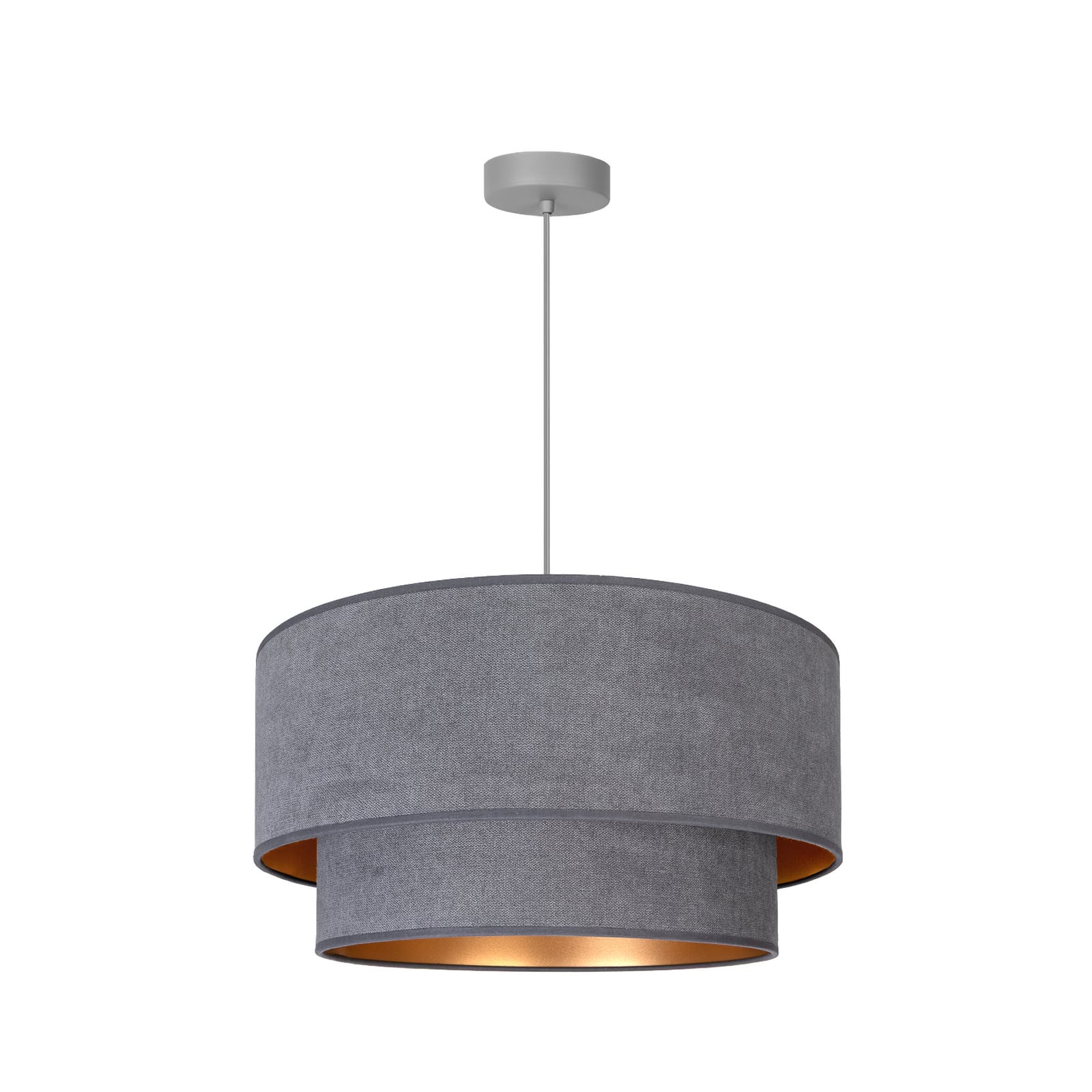 Lampa wisząca Boho, szaro-złota, Ø 45 cm, tkanina, E27