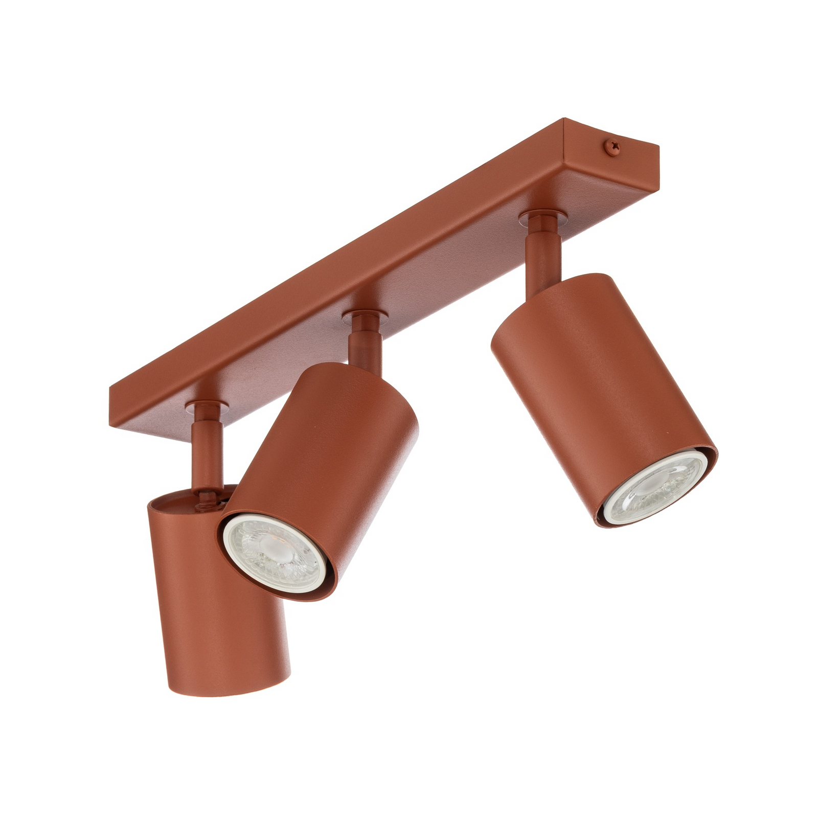 Spot de tavan Zoom, 3 becuri, roșu, oțel, GU10