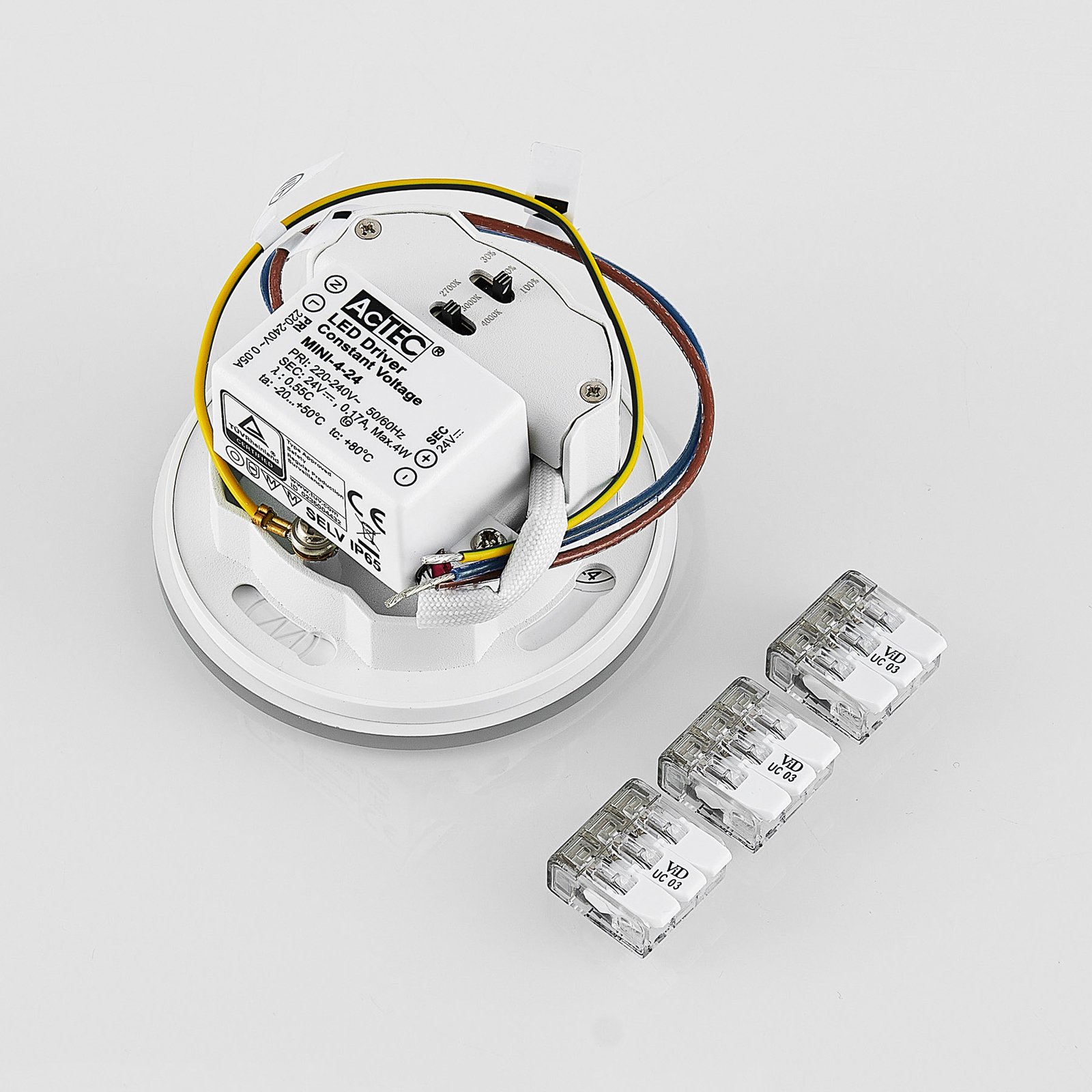 Candeeiro de embutir LED Molto Luce Parede 68R Vidro IP44 RD, branco. CCT