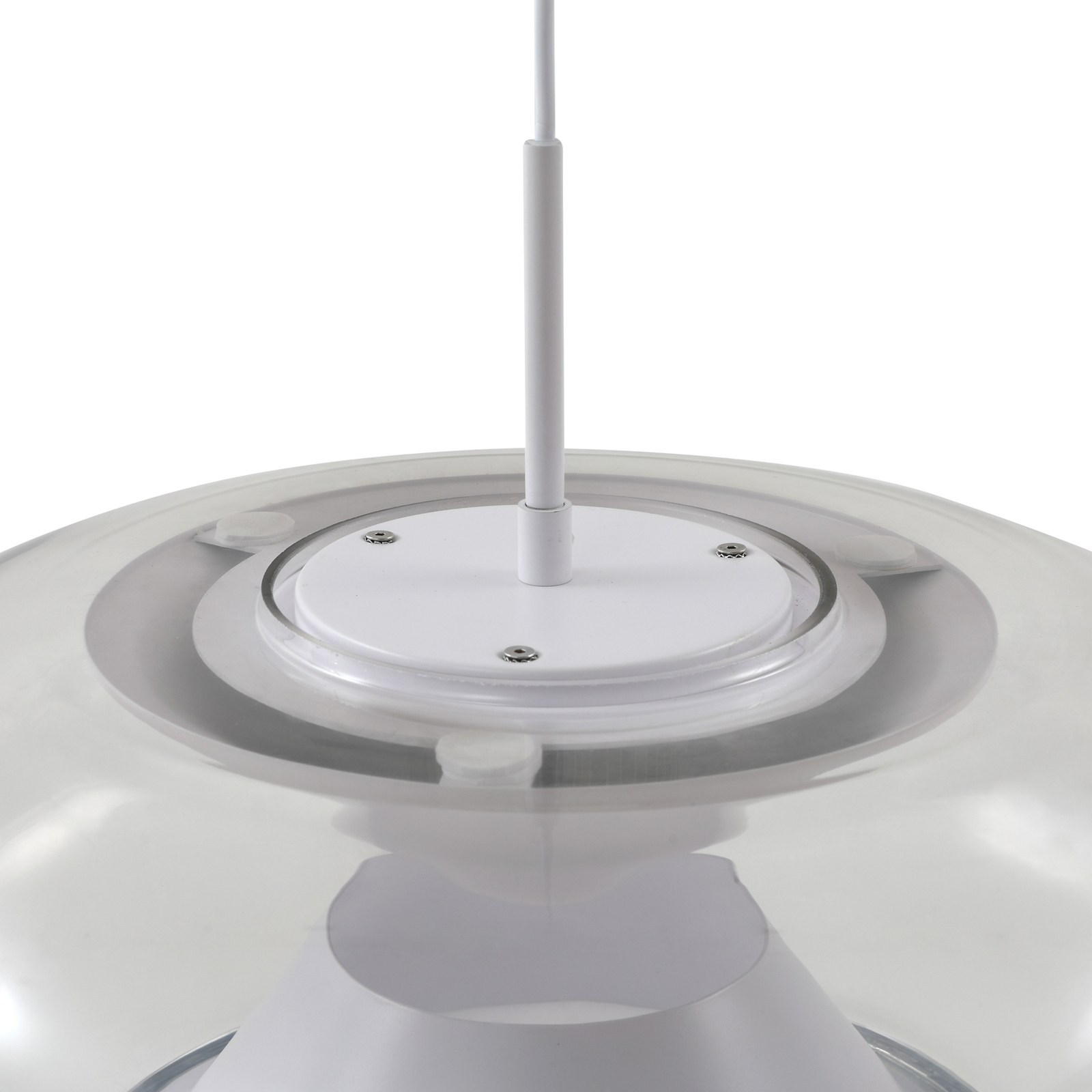 Lucande LED pendant light Orasa, glass, white/clear, Ø 43 cm