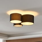 Taklampe Pastore 2, lengde 61 cm, svart, 3 lyskilder, stoff