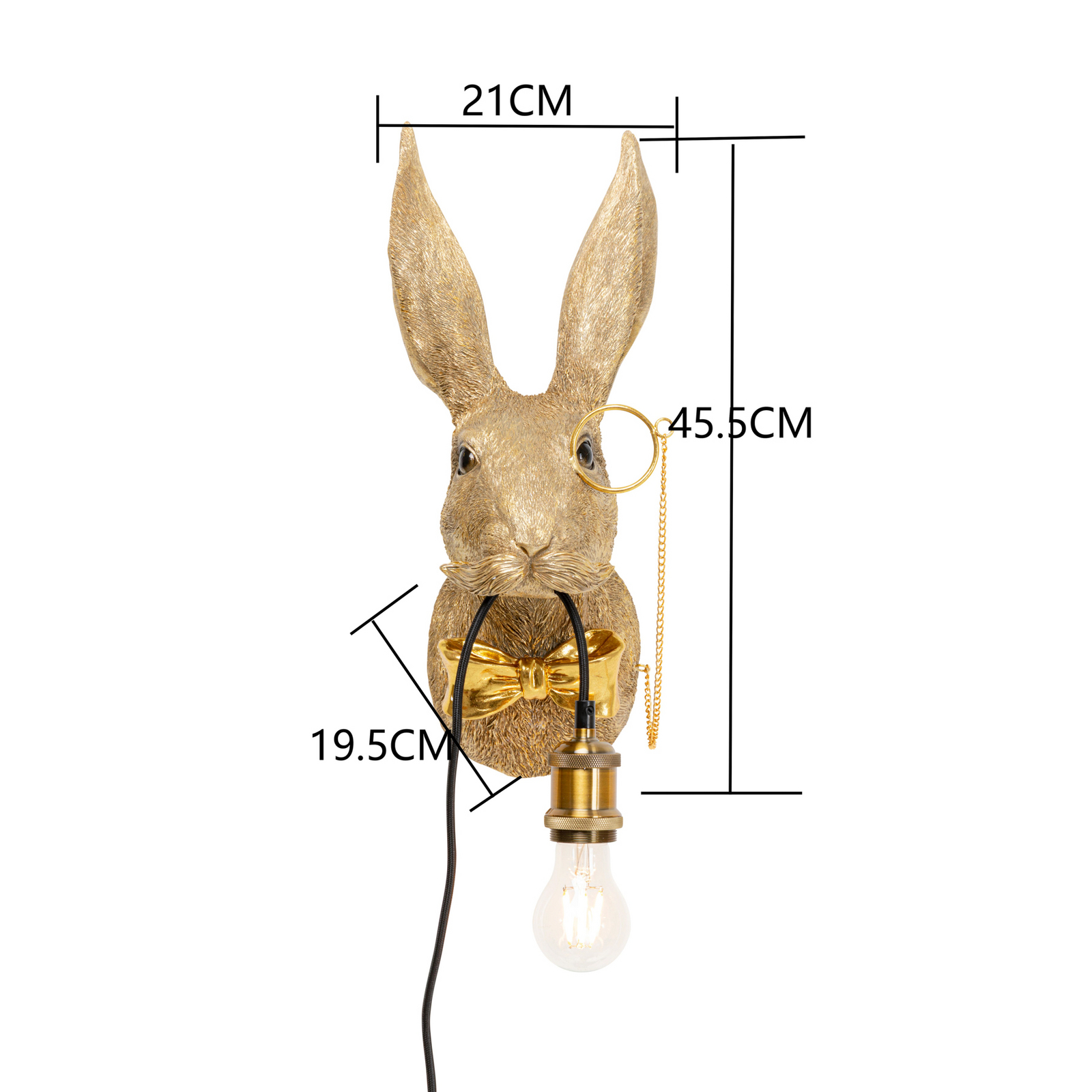 Candeeiro de parede KARE Animal Rabbit, dourado, plástico, E27 Candeeiro de parede KARE Animal Rabbit, dourado, plástico, E27