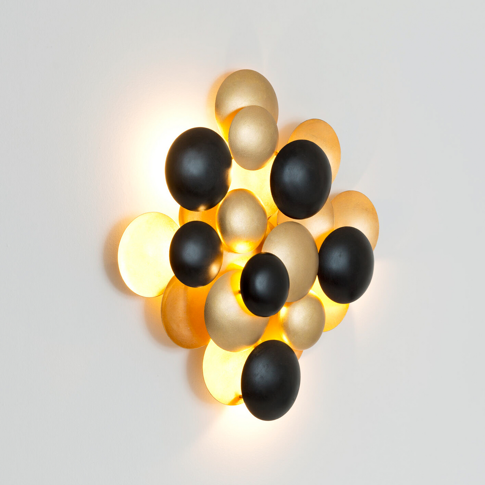 Aplique de pared LED BOLLADARIA, negro/dorado, 56 x 55 cm, metal, atenuable