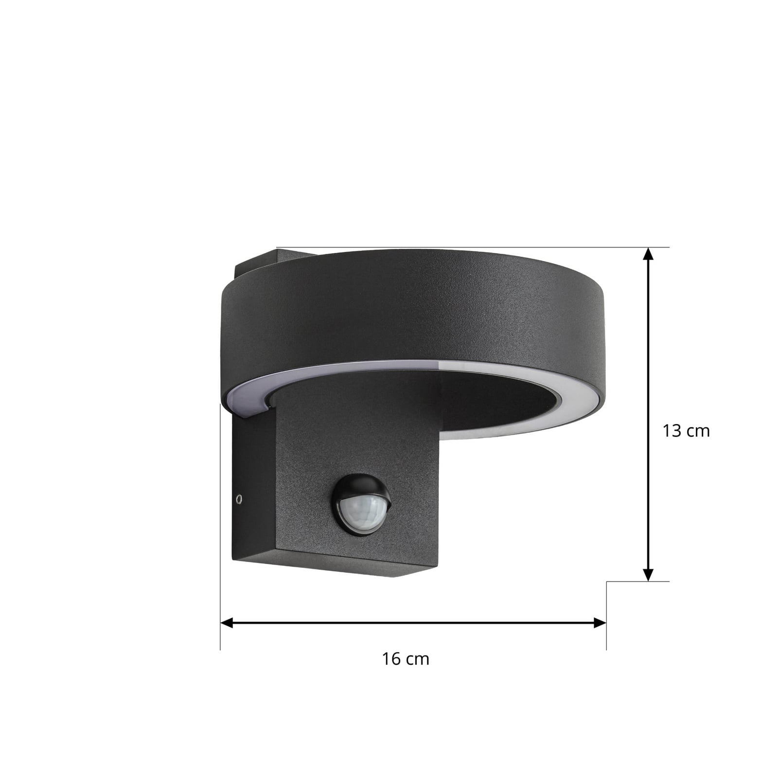 Applique d'extérieur LED, détecteur de mouvement, noir, CCT, métal, IP65 - Applique d'extérieur LED, détecteur de mouvement, noir, CCT, métal, IP65 -