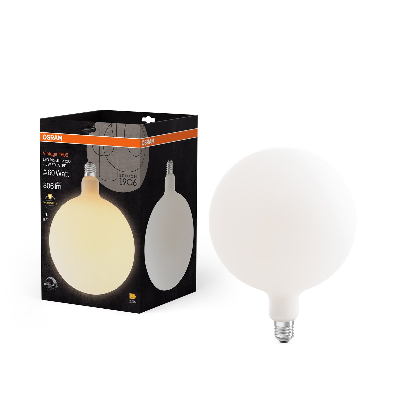 OSRAM LED Vintage 1906 Big Globe E27 7,3W 2700K matt dimmable