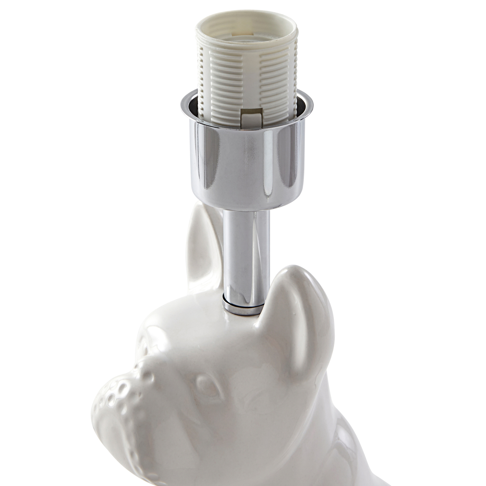 Lindby tafellamp Herry, wit, keramiek, hond, 46,5 cm hoog
