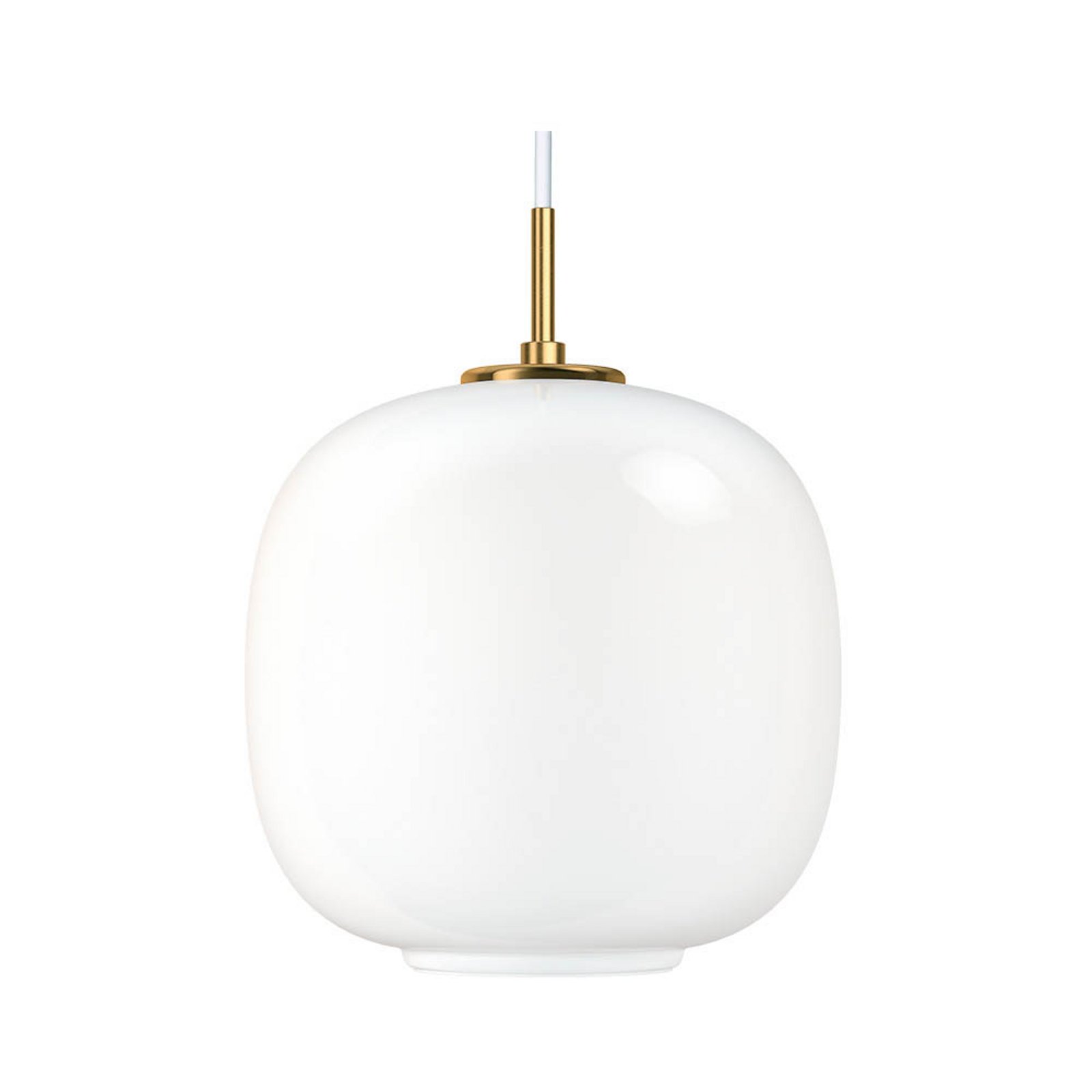 VL45 Radiohus Taklampa Ø250 V3 Mässing/Glossy White Opal - Louis Poulsen