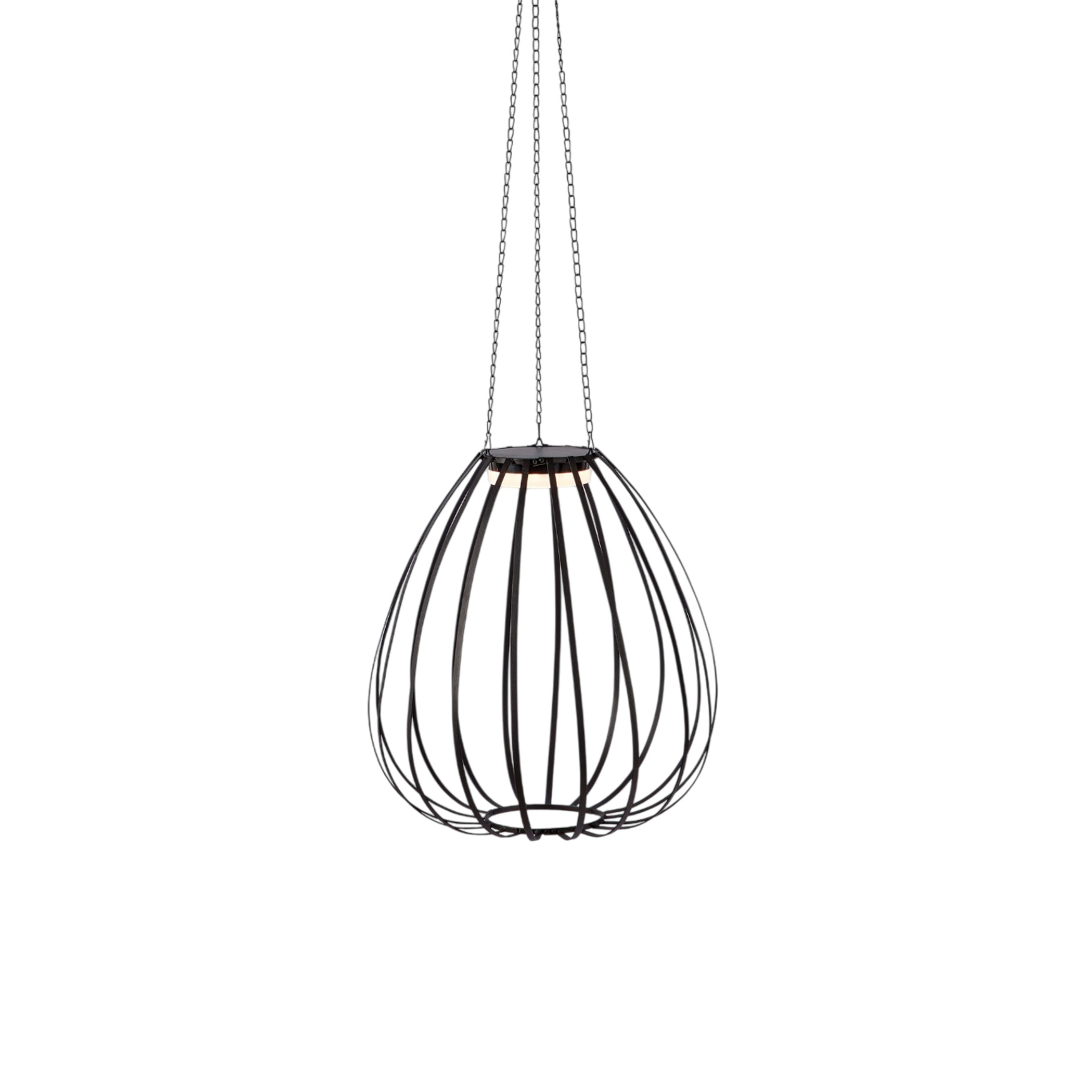 Suspension solaire LED Ovia, Ø 42 cm, noir, IP44, à intensité variable