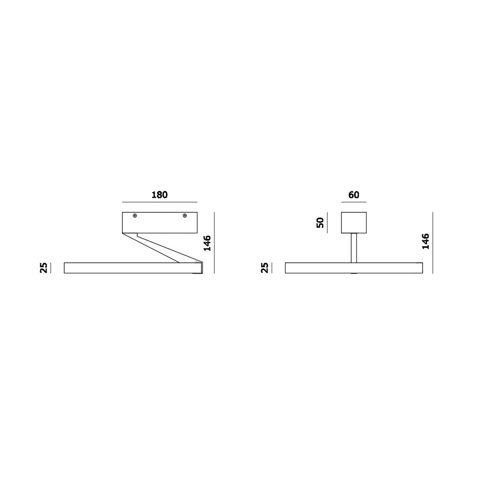 Molto Luce LED laevalgusti Melli SDI, must, alumiinium, Ø 33 cm