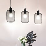 Suspension Wrington, longueur 74 cm, noir, 3 lampes, acier