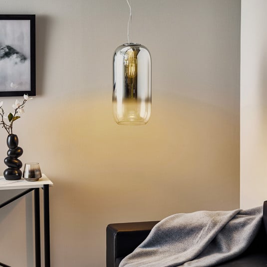 Artemide Gople Glas-Pendelleuchte, silber/silber