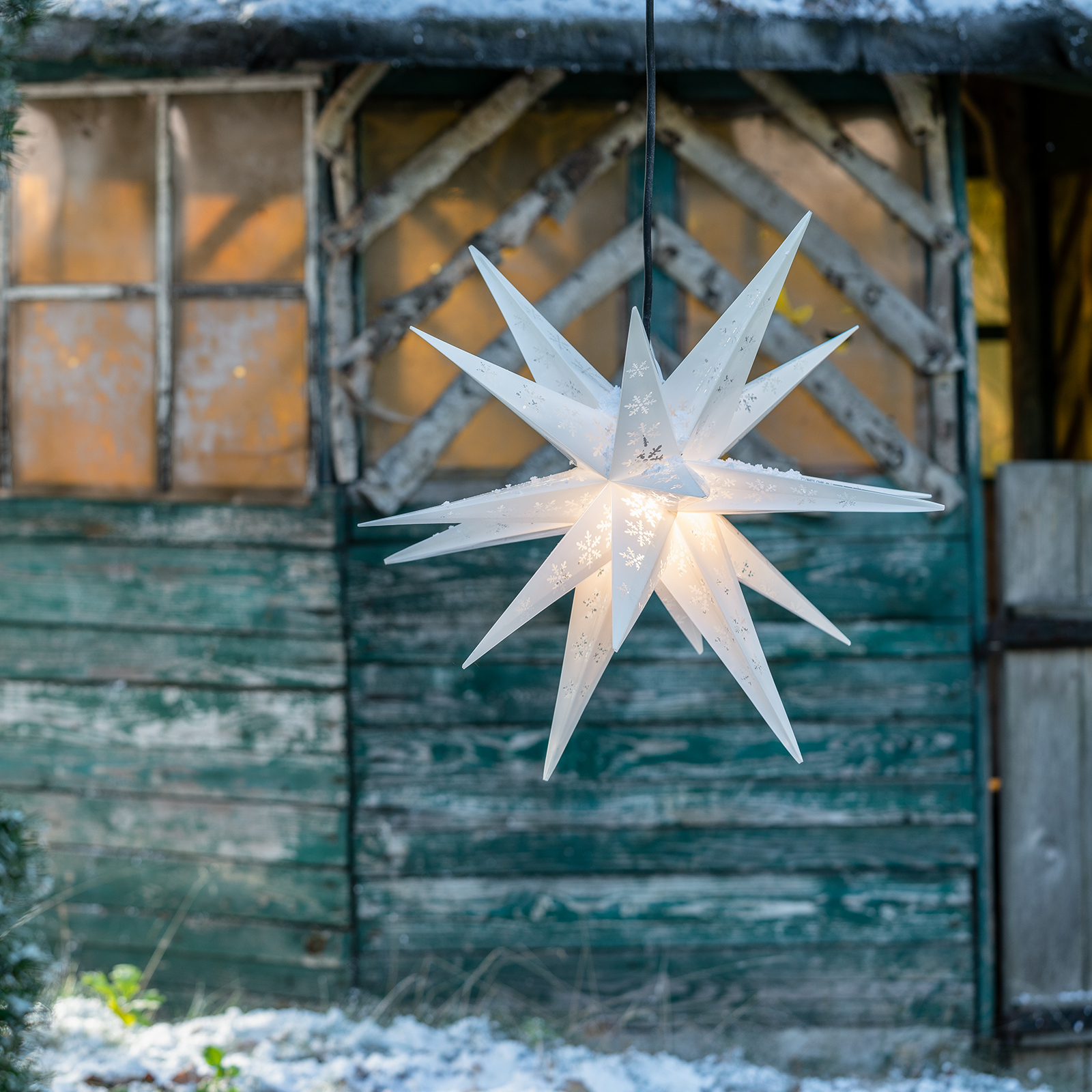 Estrella copo de nieve exterior, 18 puntas impresa