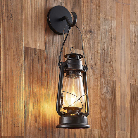 Lindby Raisa wandlamp, lantaarn, roestkleurig