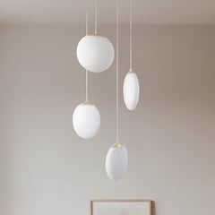 Lucande lógó világítás Lunelle, fehér/réz, üveg, 4 izzós, Ø 40cm