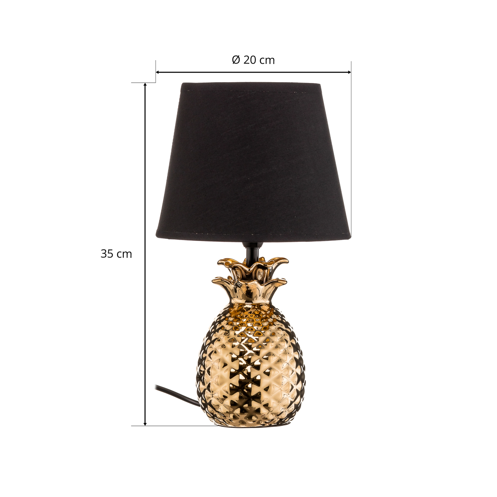 Keramická stolní lampa Pineapple zlatočerná