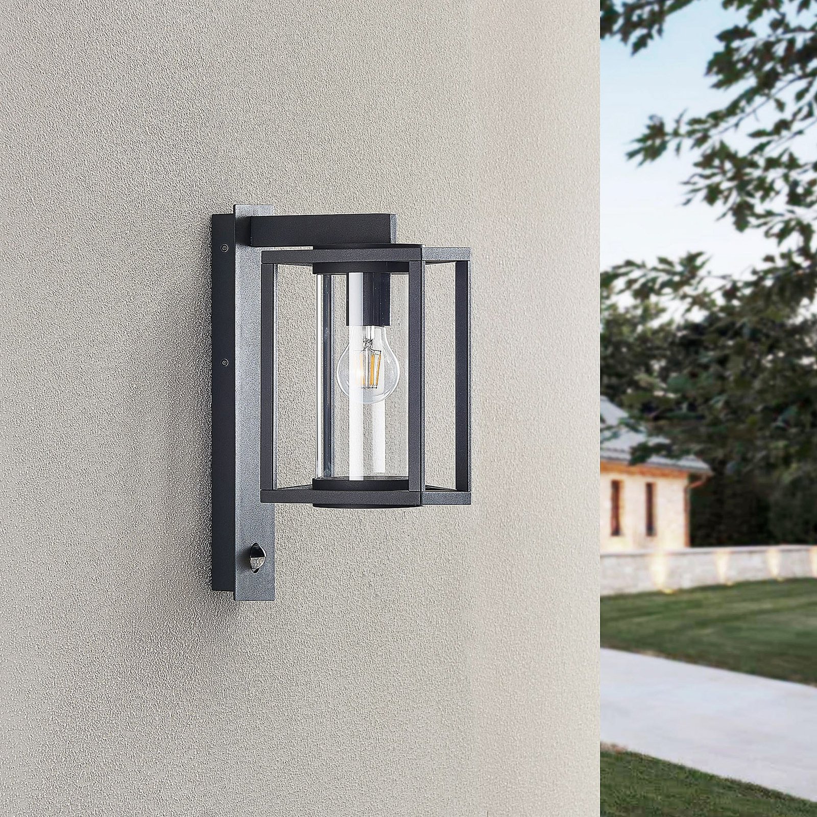 Lucande Außenwandlampe Ferda, 2er-Set, anthrazit Sensor IP44