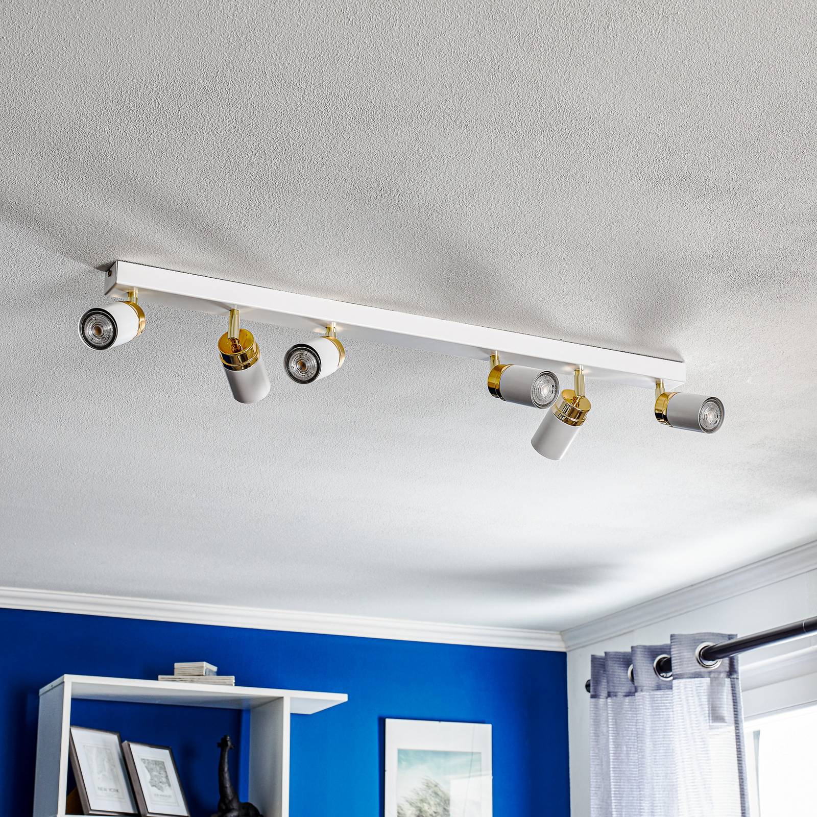 luminex spot pour plafond rondo blanc/or à 6 lampes
