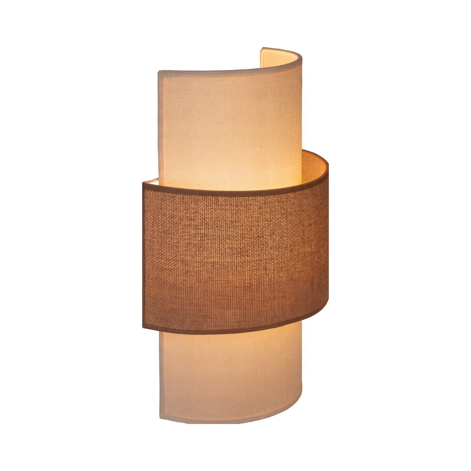 Aplique de pared Nature, color crema/yute, altura 41 cm, tejido, luz hacia Aplique de pared Nature, color crema/yute, altura 41 cm, tejido, luz hacia