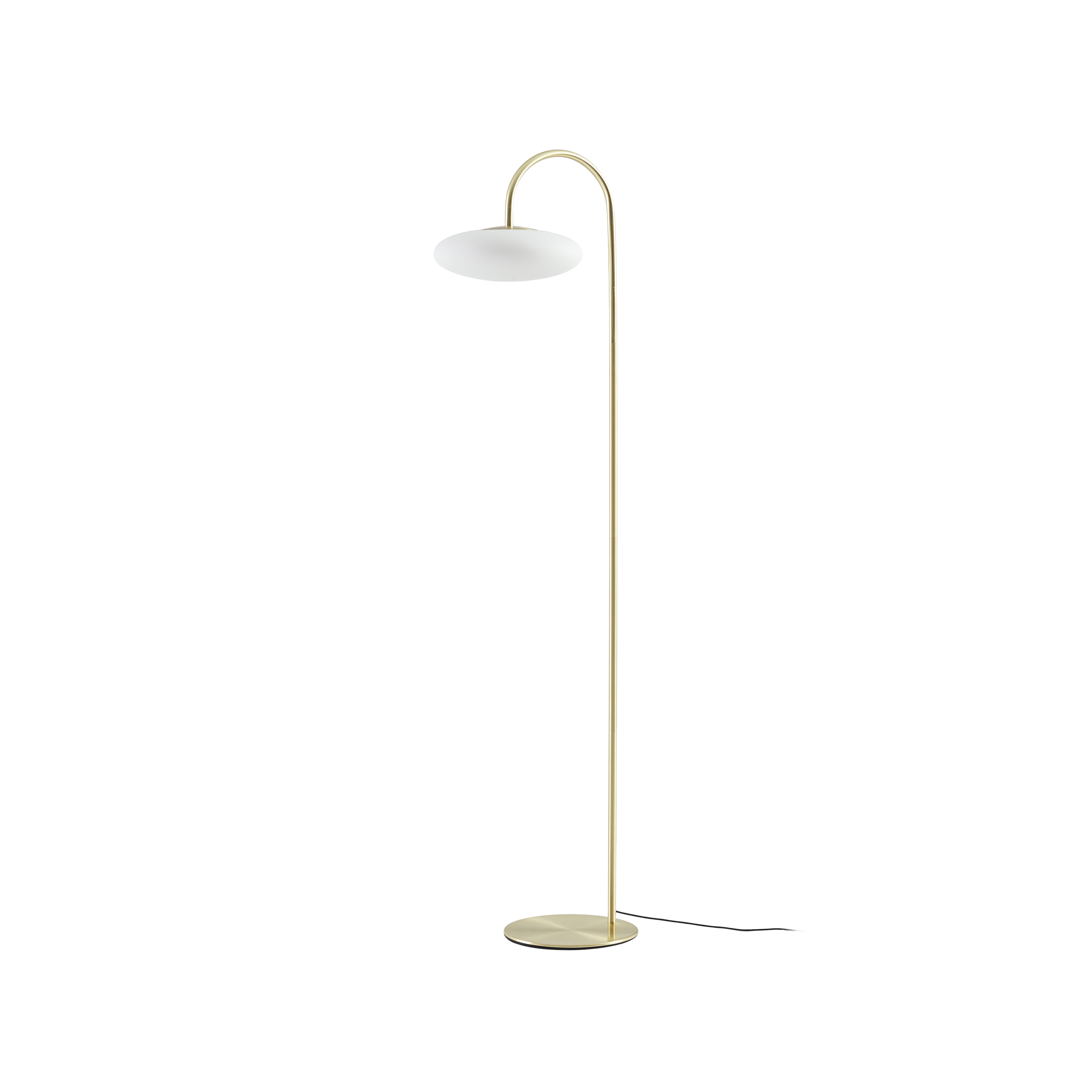 LED stojací lampa Tenebra, mosaz/bílá, sklo, výška 155 cm – Lucande