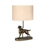 Rufus bordlampe, bronse-patina/creme, lin, harpiks