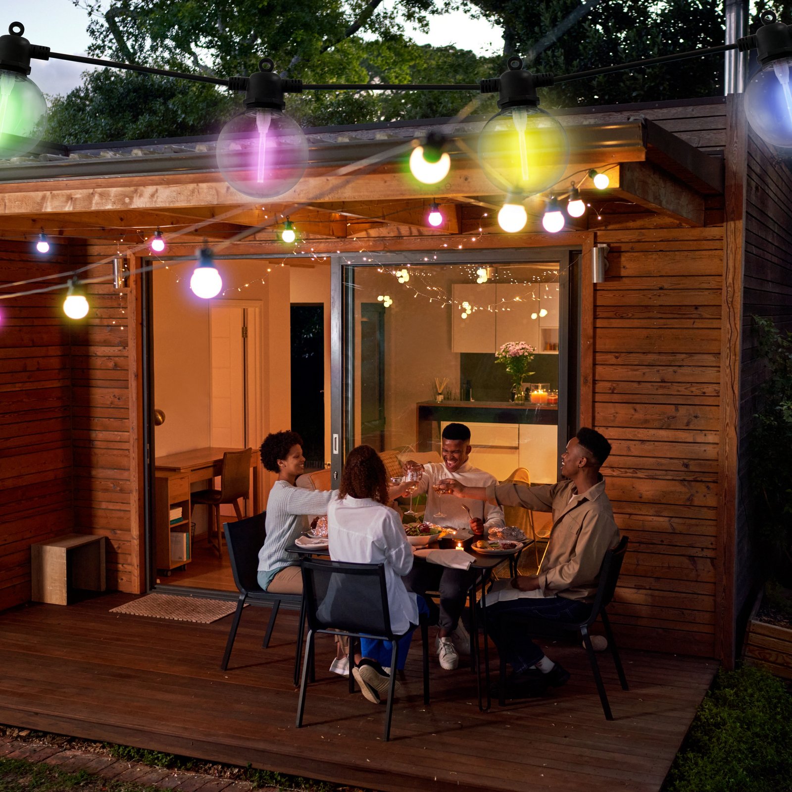 LED-Solar-Lichterkette CADENA, RGB, schwarz, 10-flg., 10 m