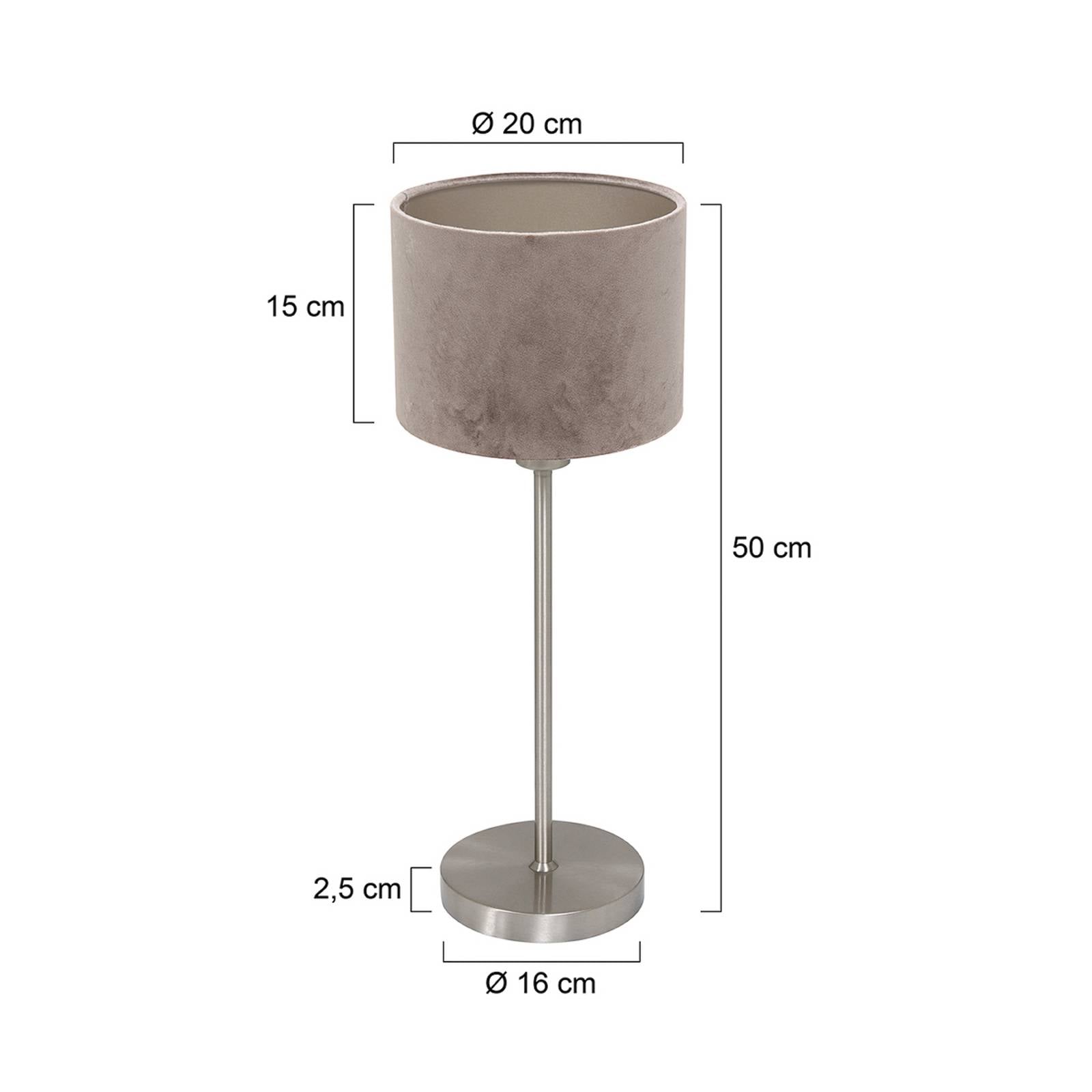 Mexlite Bordslampa Noor, stål/silvervelour, höjd 50 cm, E27