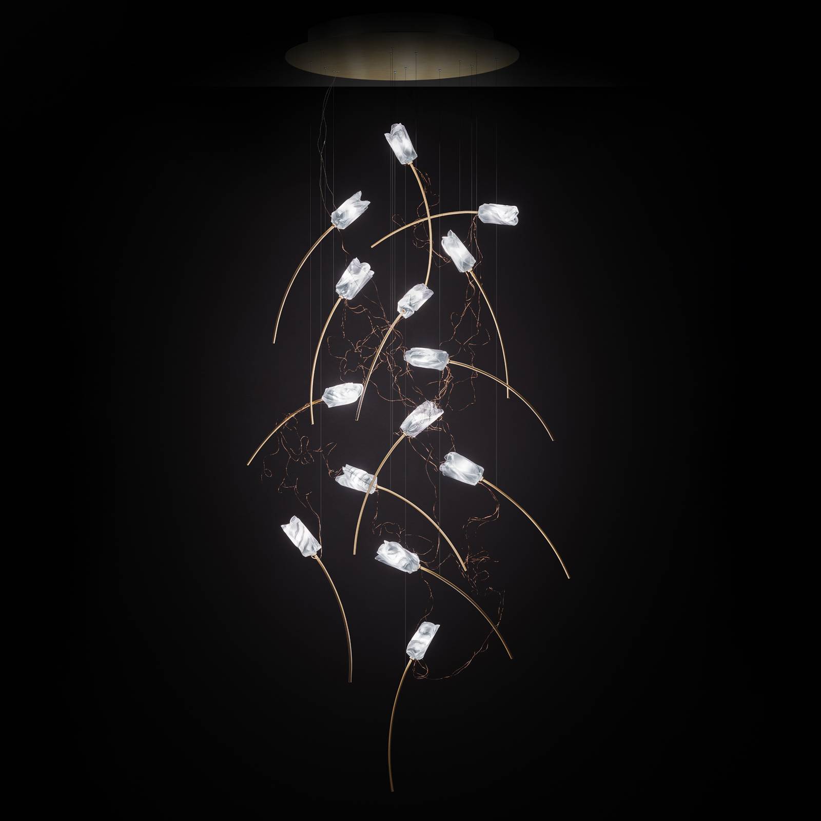 Slamp Tulip 14 suspension LED prisme/laiton ronde