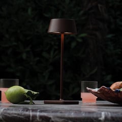 Ideal Lux LED-es újratölthető kültéri asztali lámpa Tiszta barna fém 32 cm
