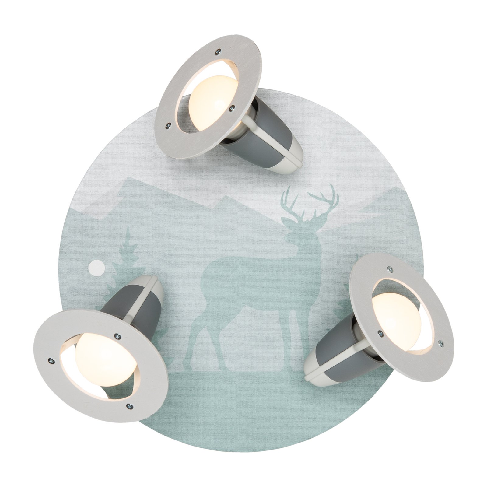 Scandi forest plafondlamp, mintgroen, Ø 29 cm, 3-lamps, E14