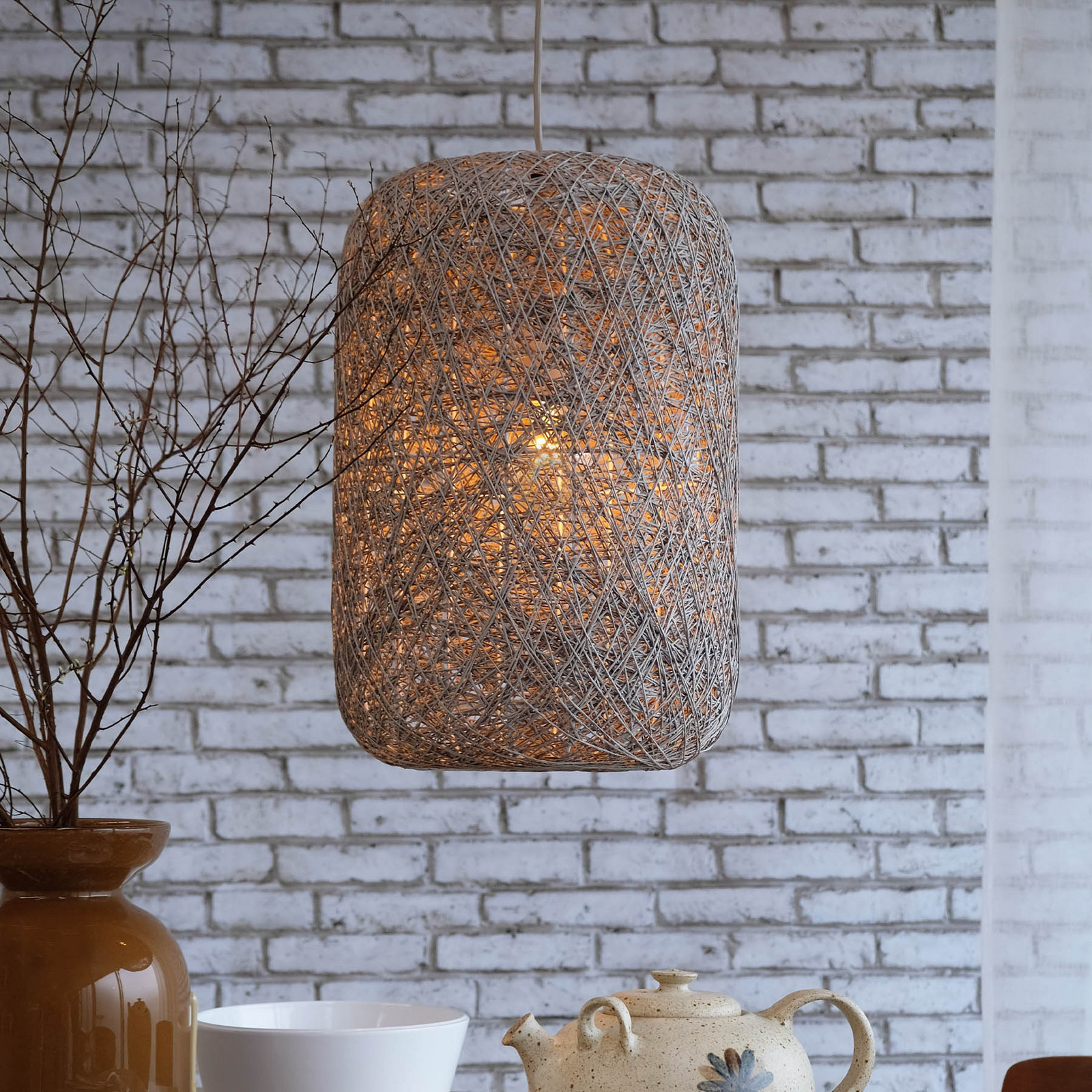 Lampă suspendată Dyberg Larsen Spin S gri Ø 30 cm - Camera de zi / sufragerie - Scandinavă - Hârtie / Carton