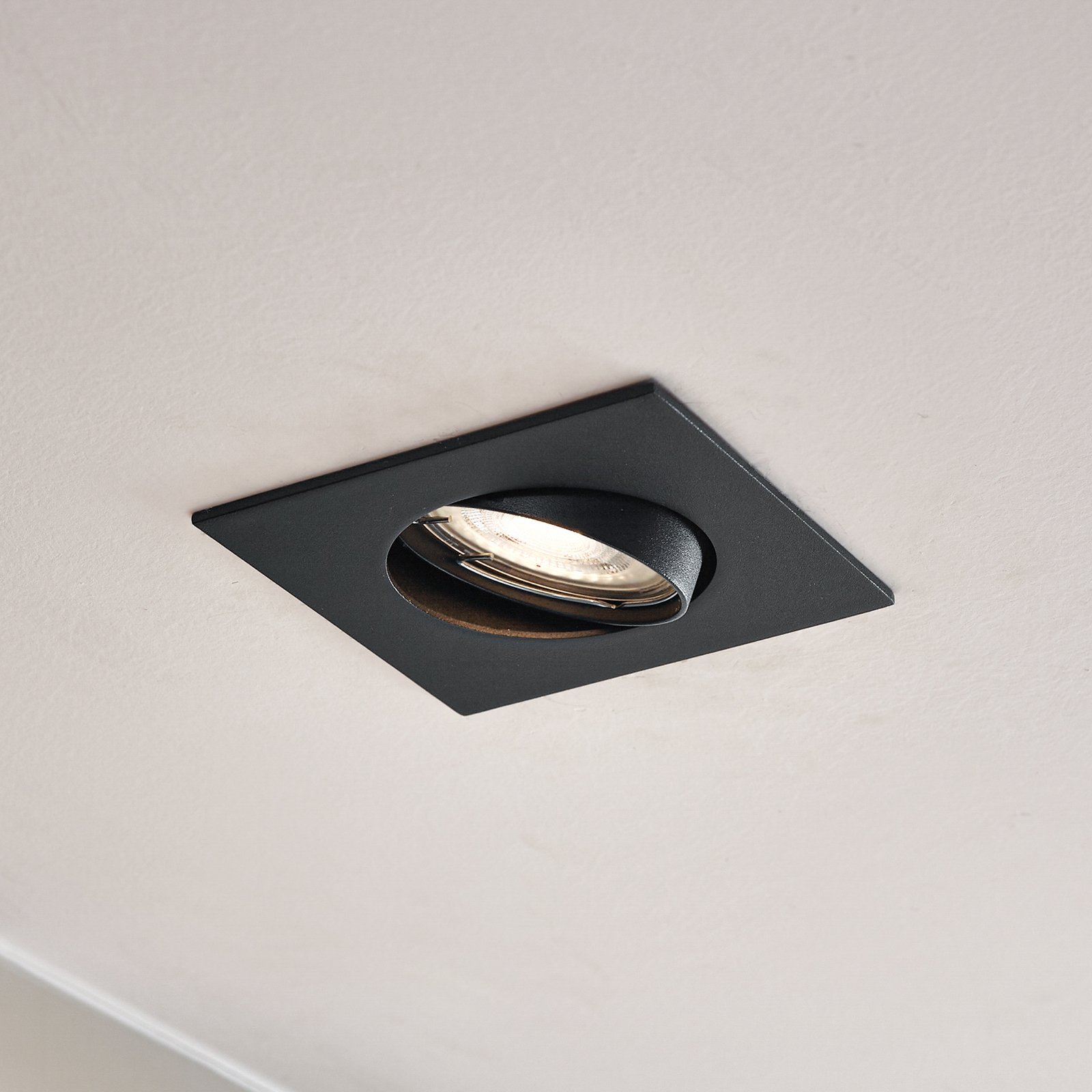 Ugradbena svjetiljka Fibur, crna, 9 cm, GU10 - Prios