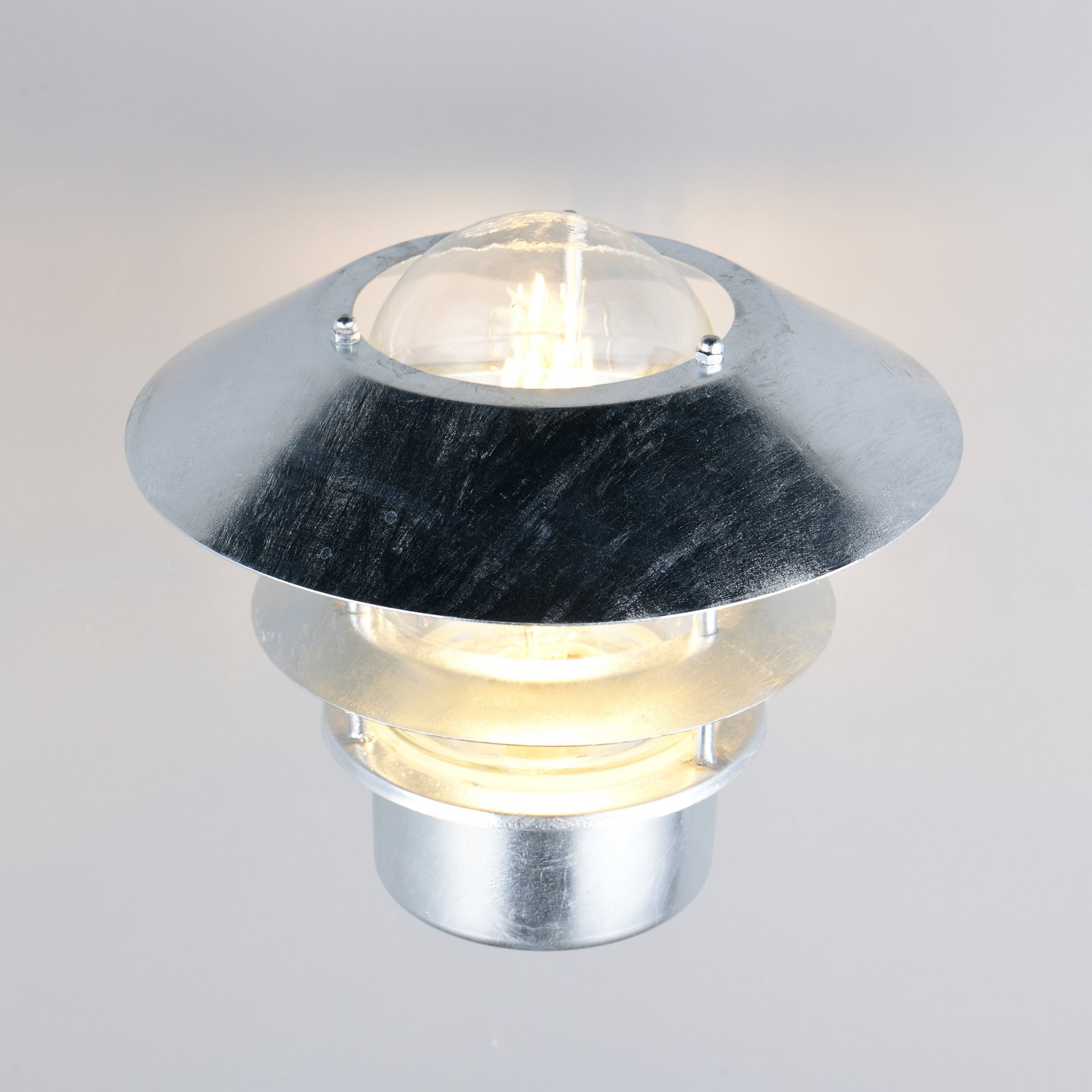 Utendørs vegglampe Ruvuuma sinkfarget Ø 22 cm oppadrettet