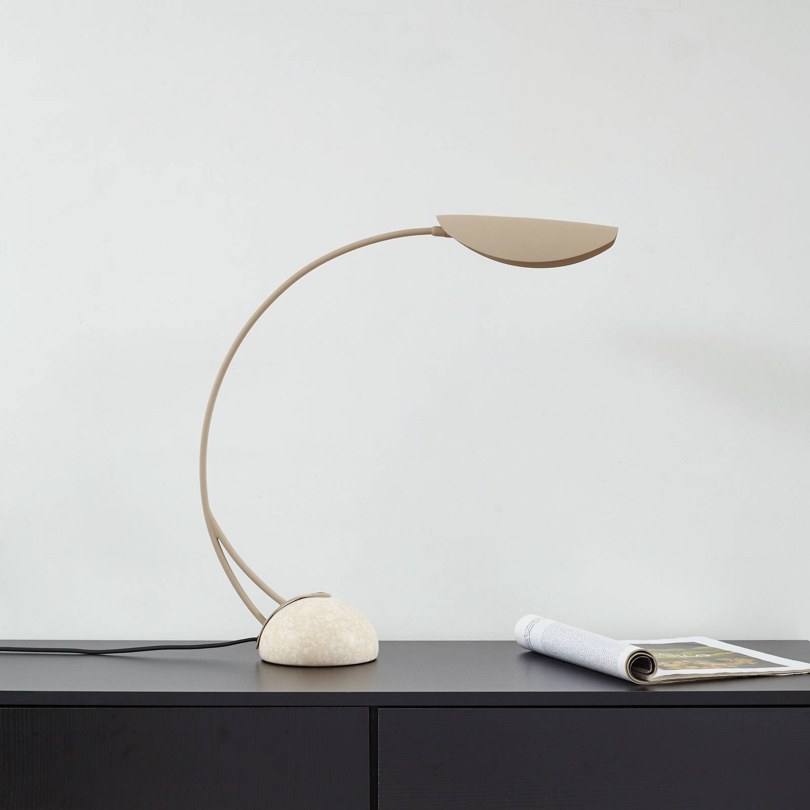 Lampa stołowa Lucande Rivera, beżowy, metal, kamień, 51 cm, G9