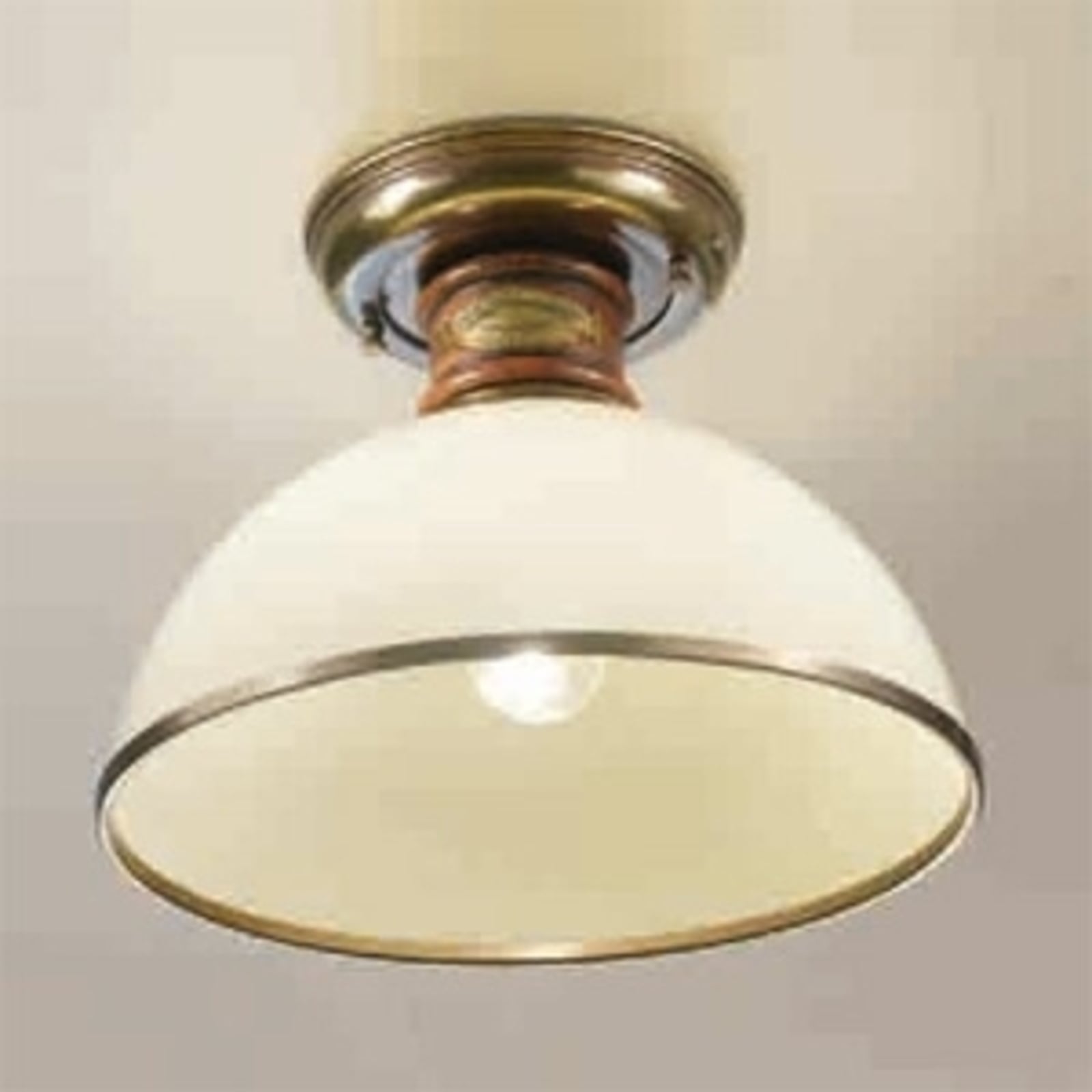 Cremasco Glass Libeccio ceiling light, ivory, for Living / Dining Room, brass, glass, wood, E27, 100 W, energy efficiency: A++, H: 27 cm