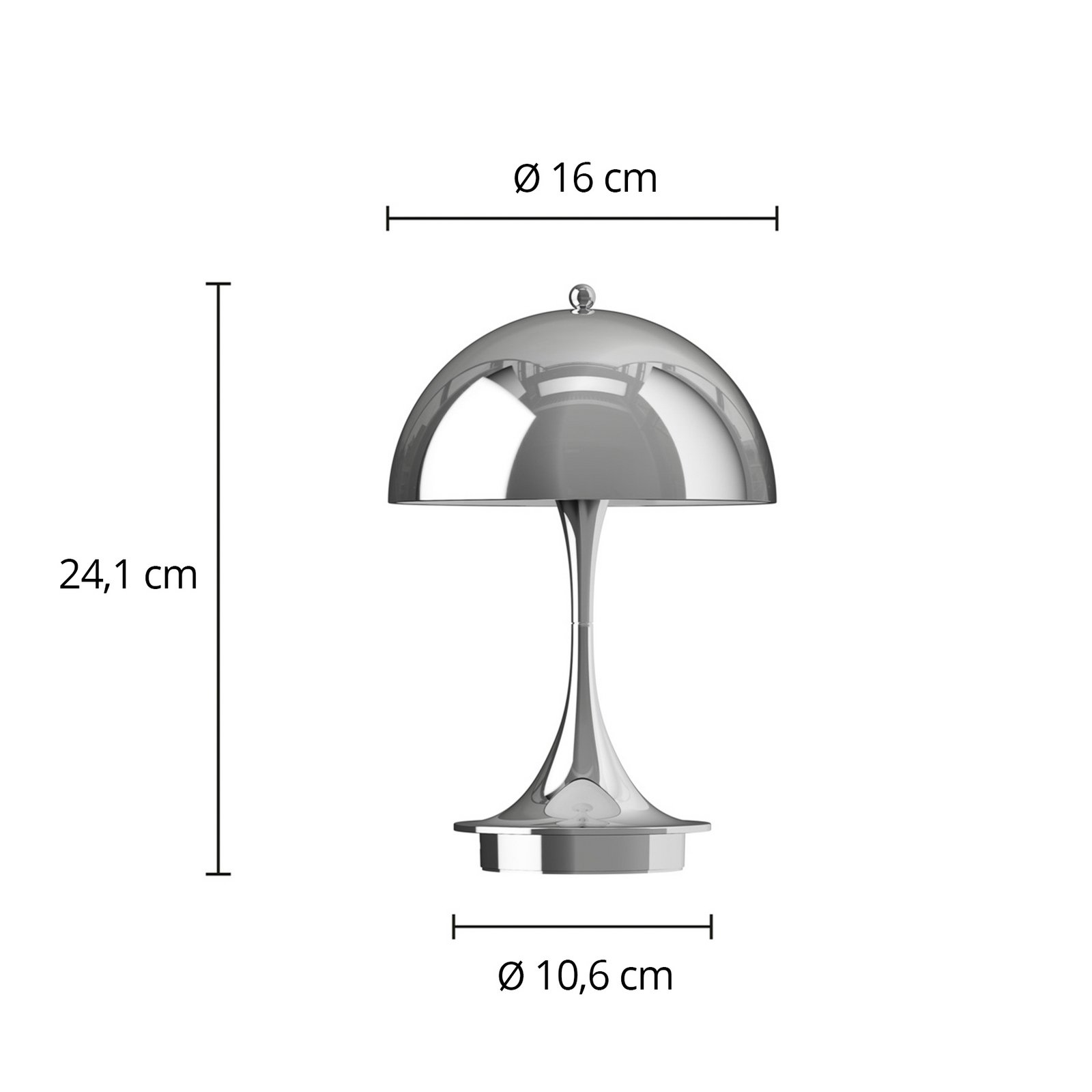 Louis Poulsen Panthella PORTABLE 160 V3, couleur chrome