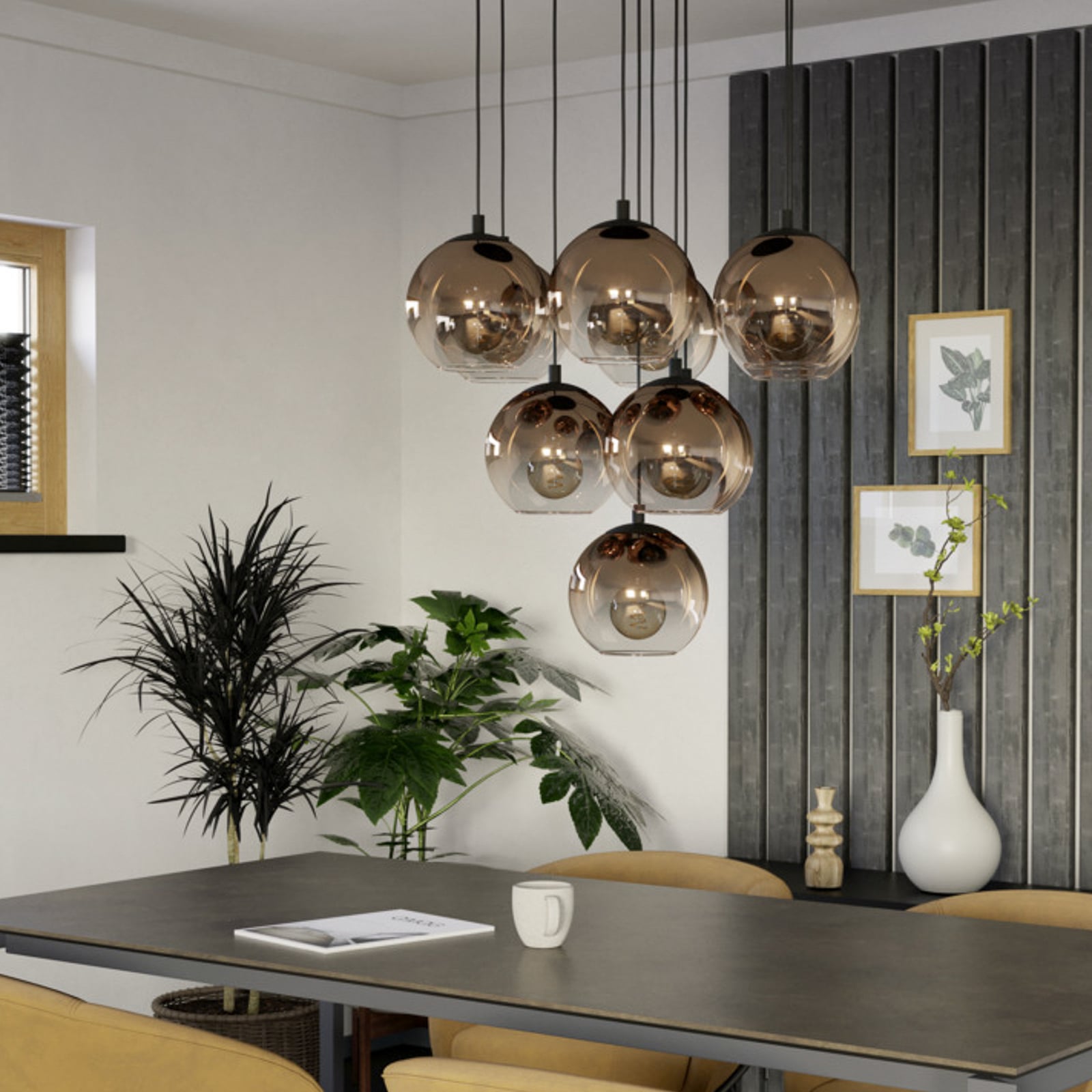 Suspension EGLO ARISCANI 1, Ø 65 cm, à 10 lampes, noir/cuivre Suspension EGLO ARISCANI 1, Ø 65 cm, à 10 lampes, noir/cuivre