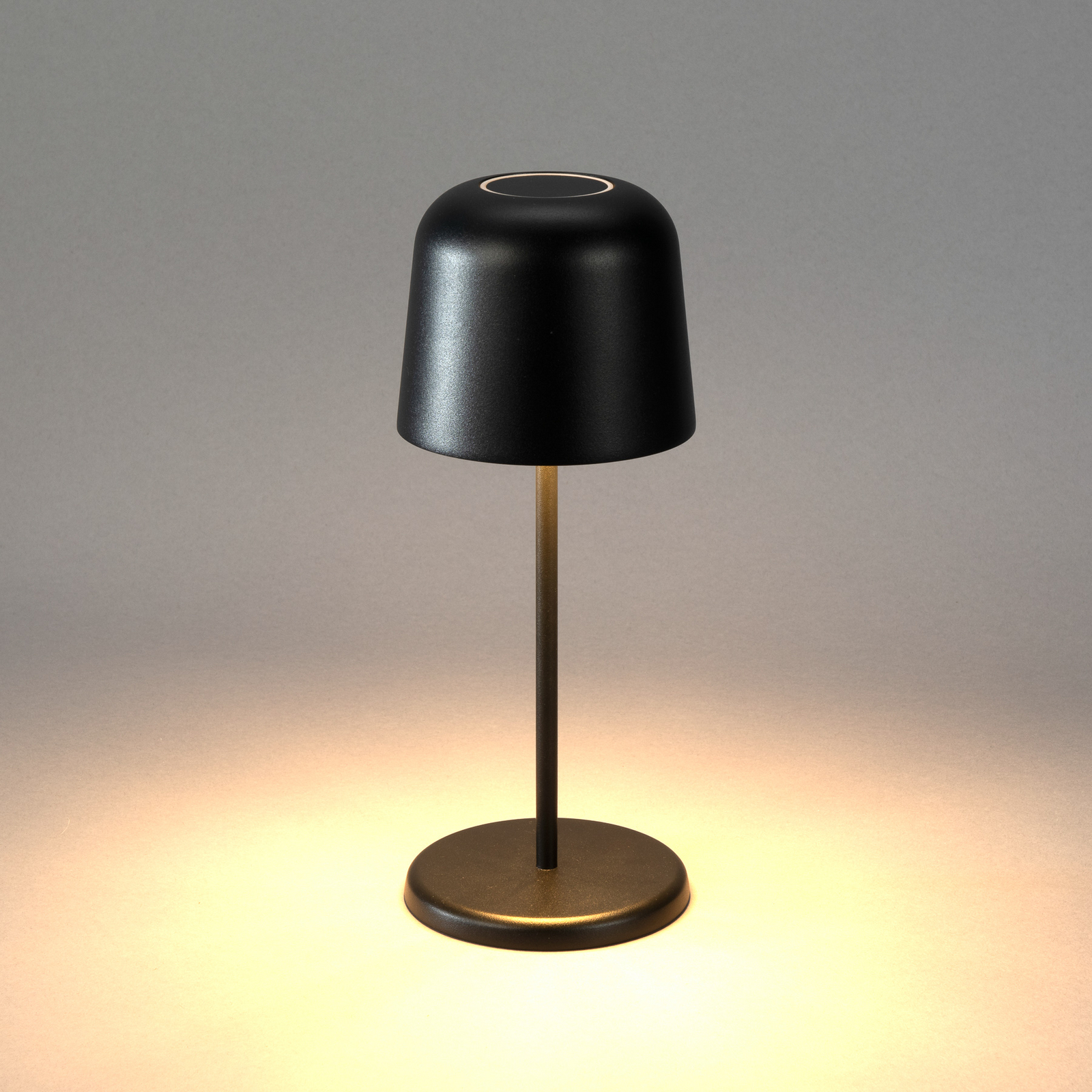 LED tafellamp op batterijen Biot, zwart, hoogte 30 cm, IP54, USB