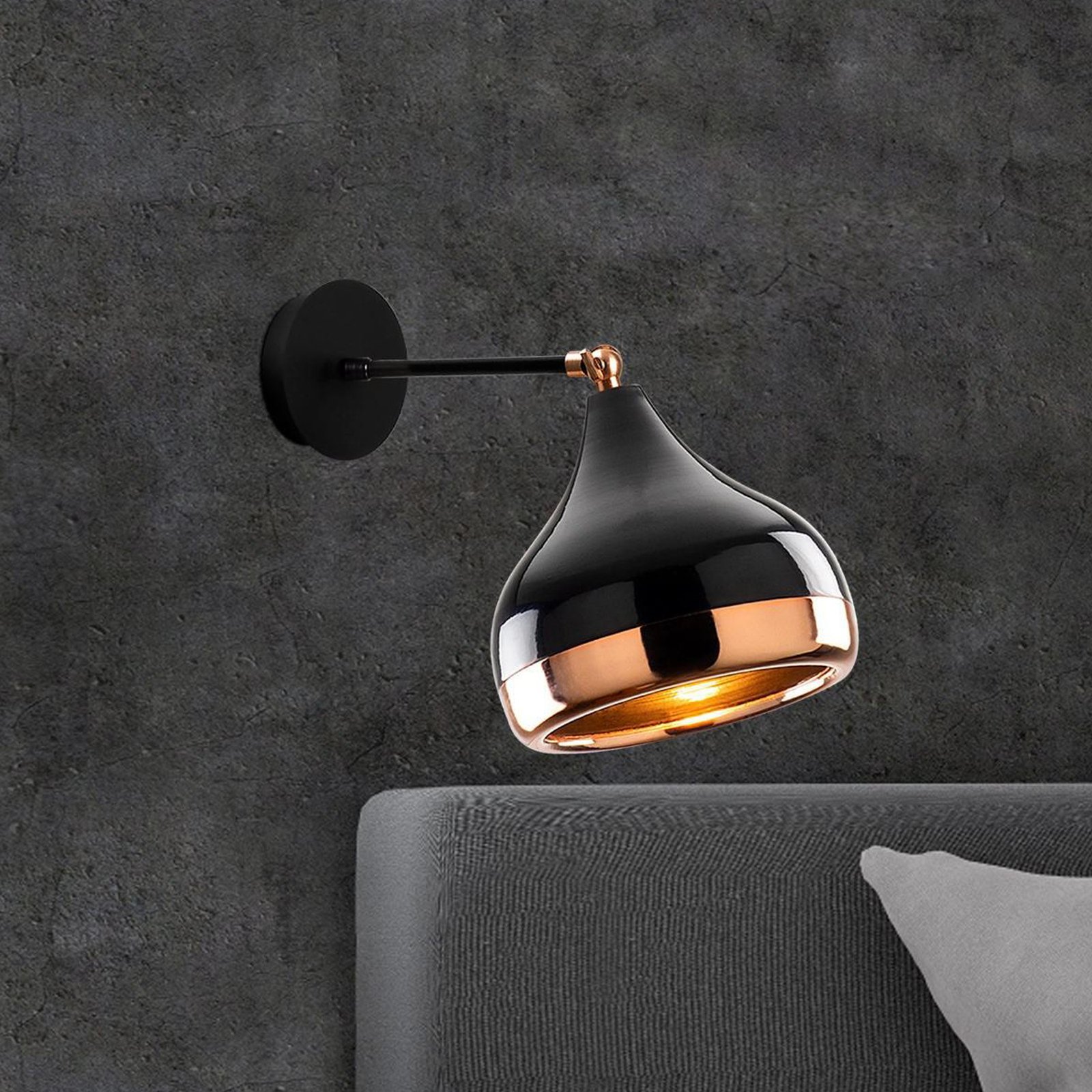 Yildo 6901 wall light, black/copper, metal